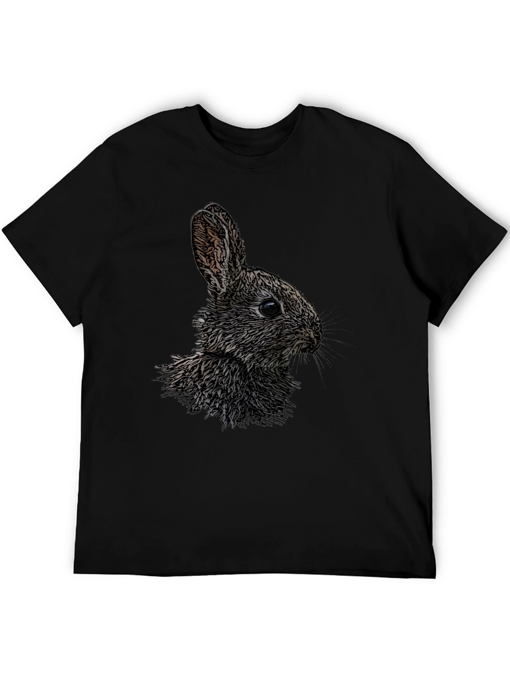 Rabbit Graphic Print Black Crew Neck T-Shirt