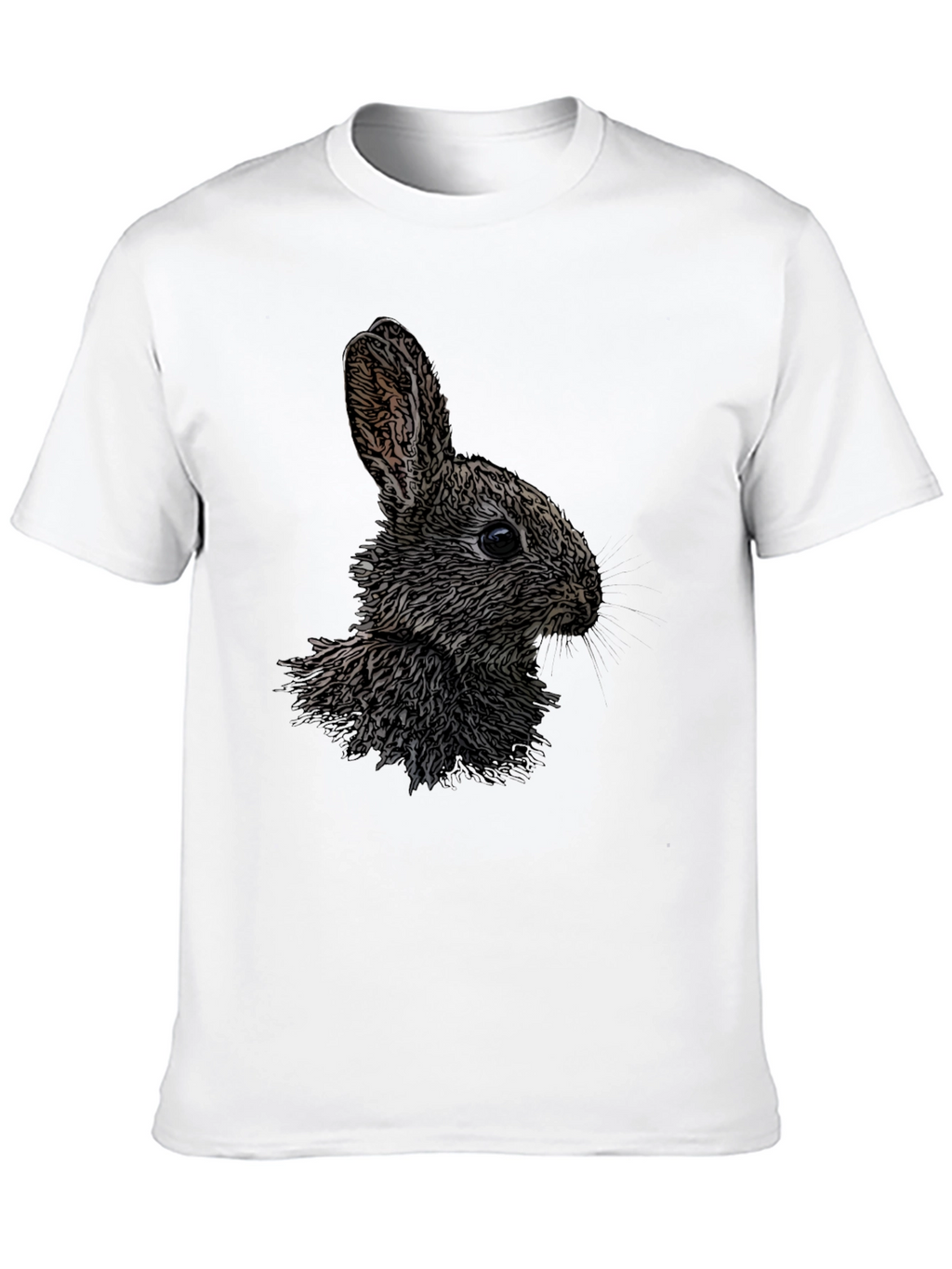 Rabbit Graphic Print Black Crew Neck T-Shirt