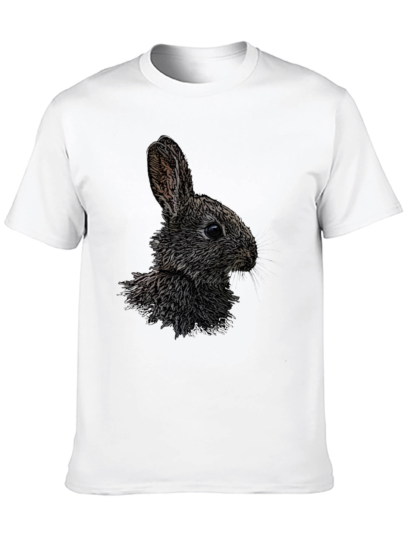 Rabbit Graphic Print Black Crew Neck T-Shirt