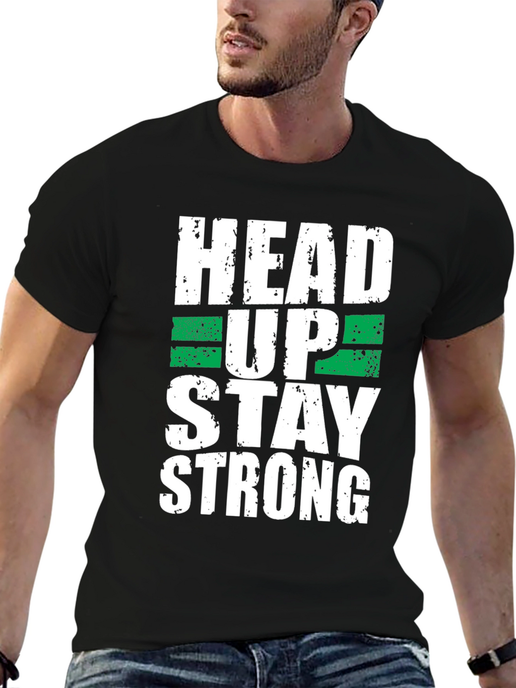 Head Up Stay Strong Graphic Tee - Black