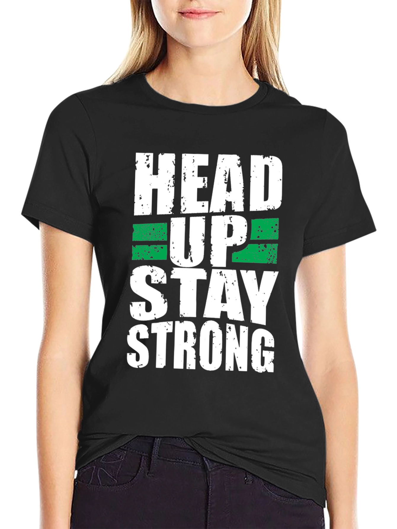 Head Up Stay Strong Graphic Tee - Black