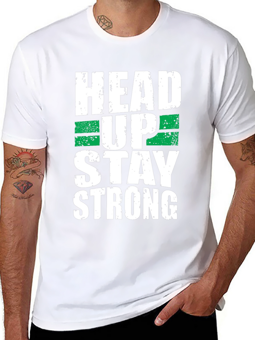 Head Up Stay Strong Graphic Tee - Black