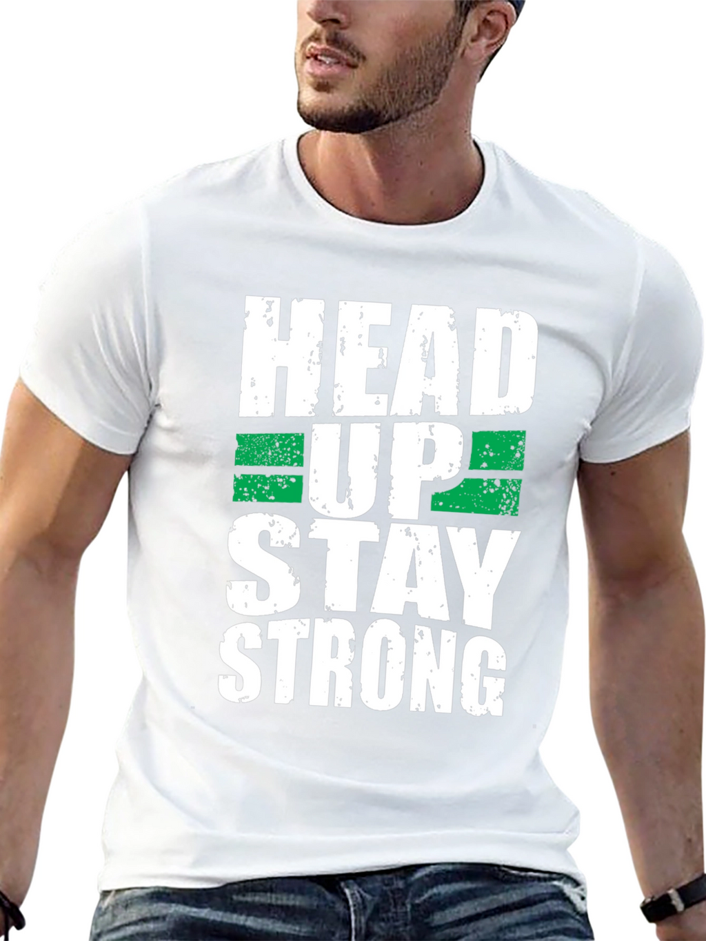 Head Up Stay Strong Graphic Tee - Black