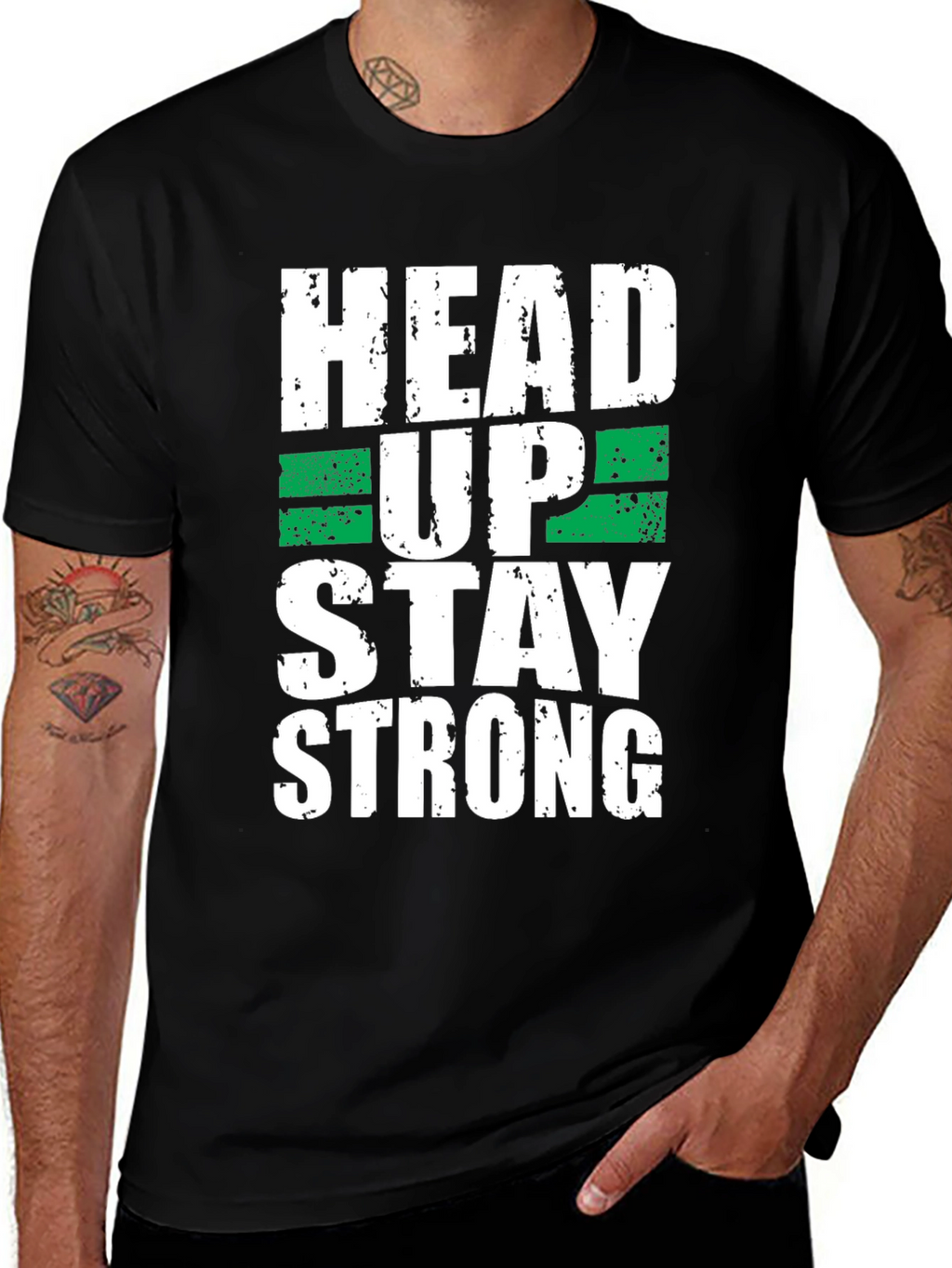 Head Up Stay Strong Graphic Tee - Black