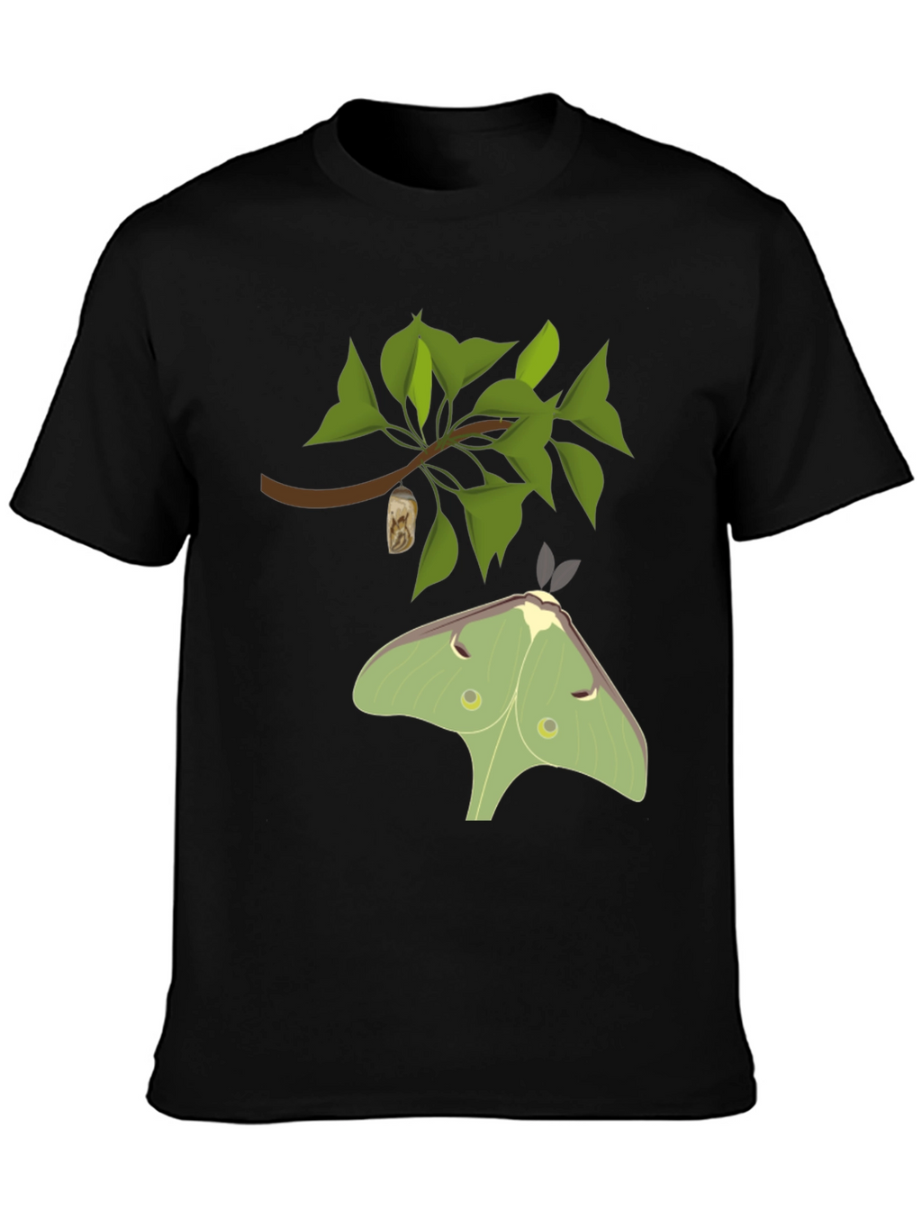 Luna Moth on Black T-Shirt