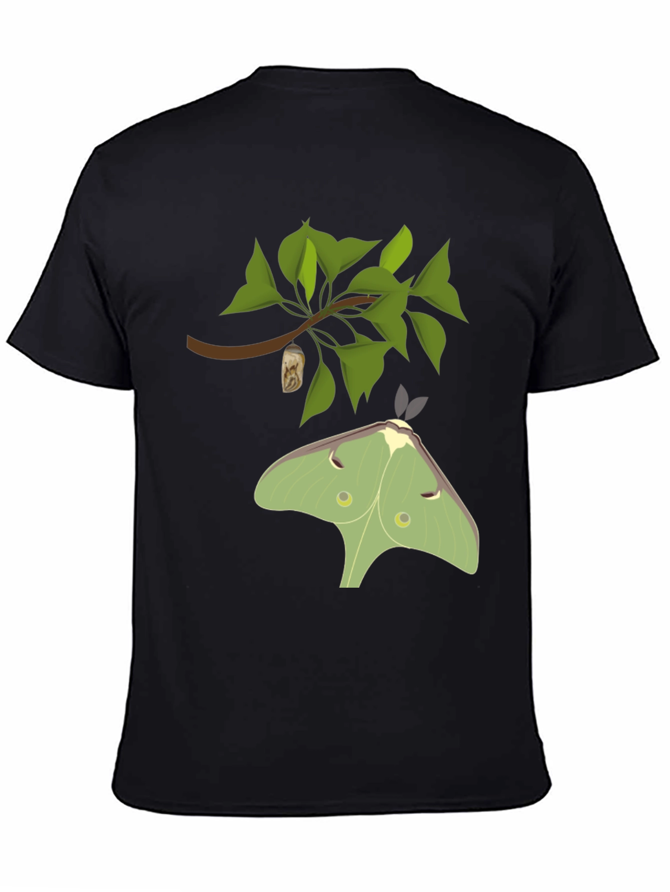 Luna Moth on Black T-Shirt