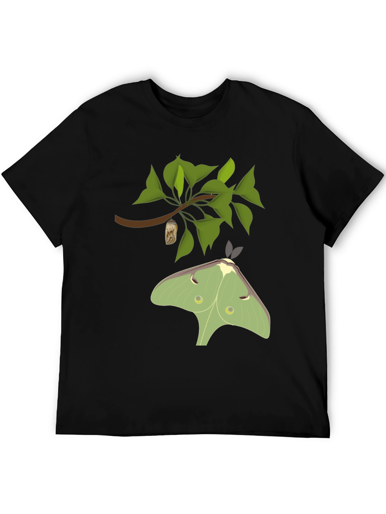 Luna Moth on Black T-Shirt