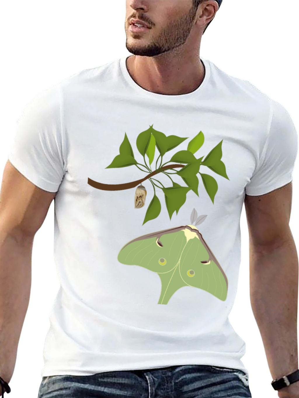 Luna Moth on Black T-Shirt