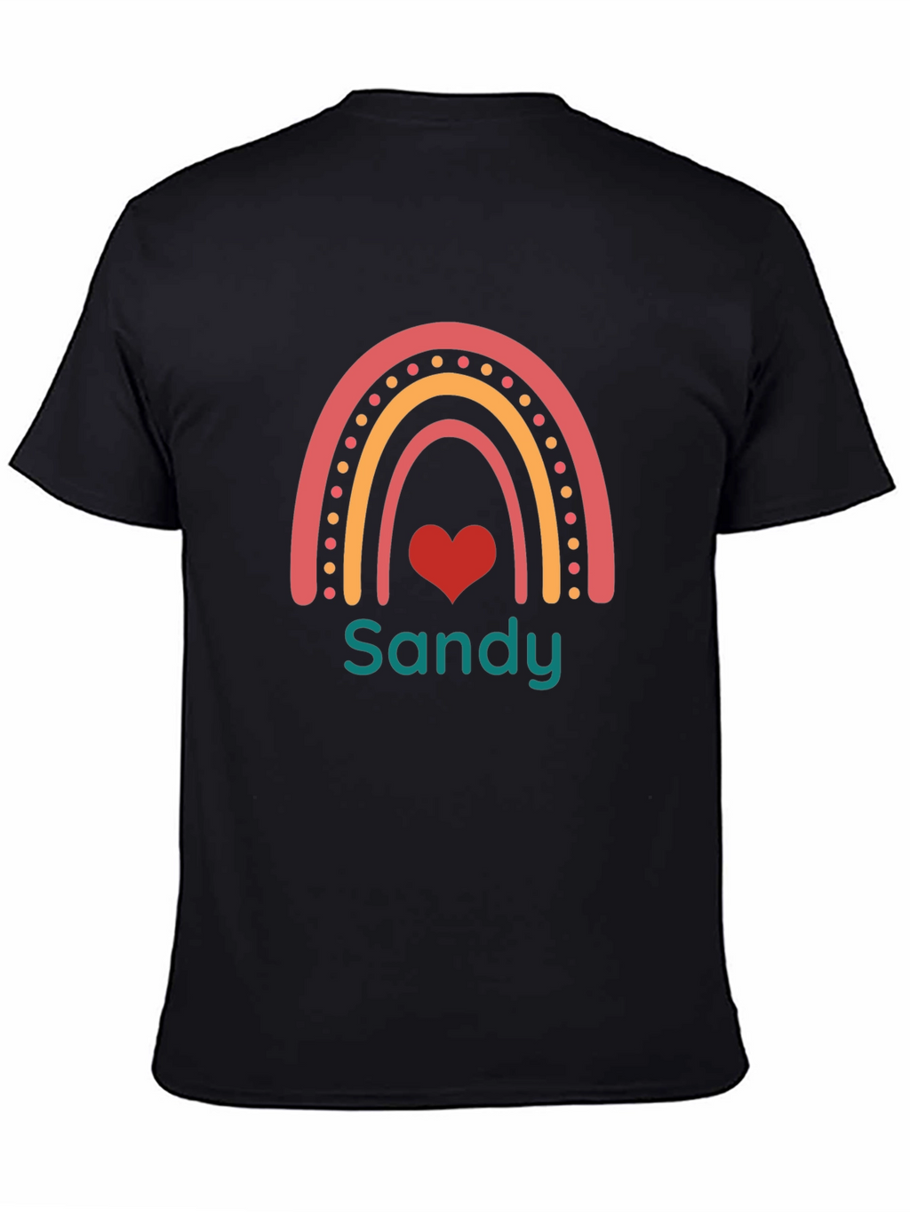 Sandy Rainbow Heart Graphic Tee - Black
