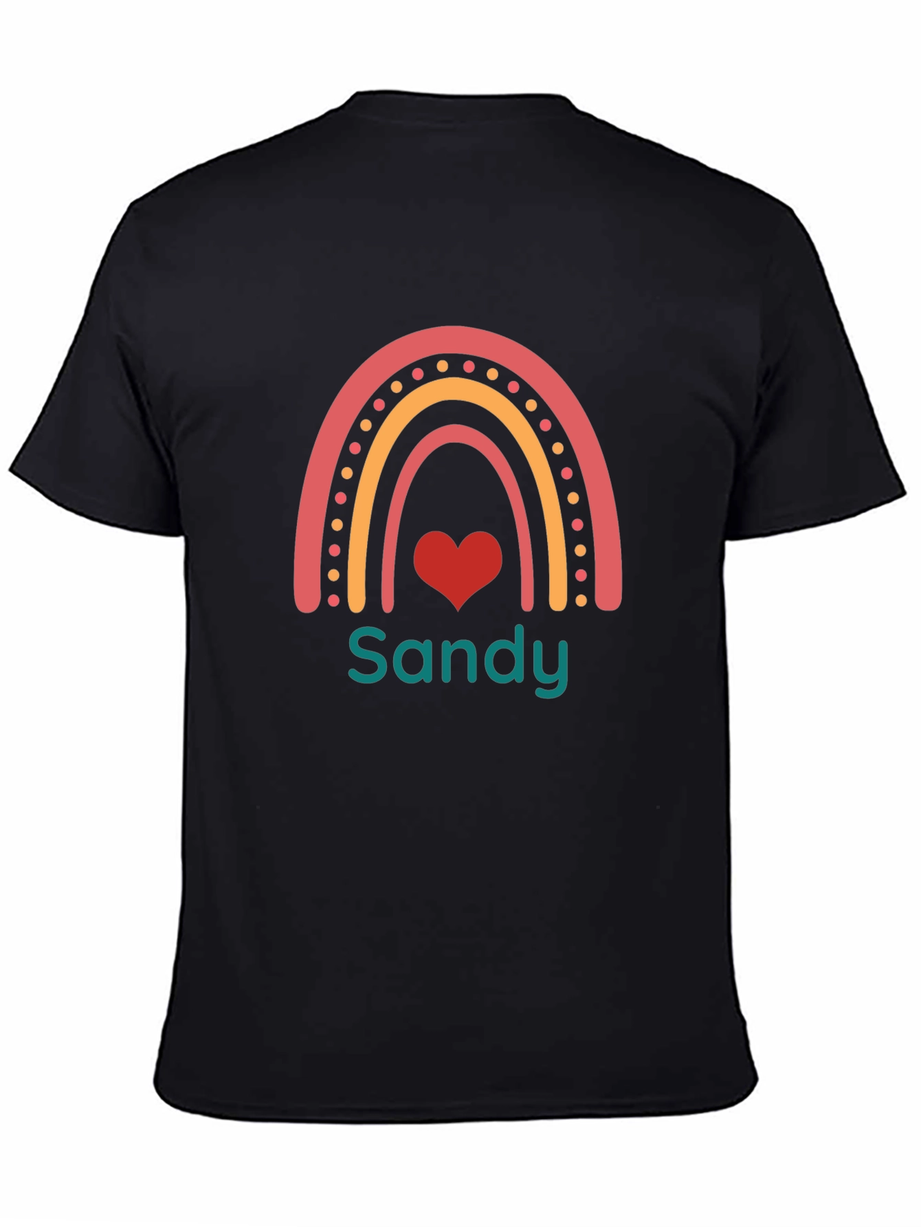Sandy Rainbow Heart Graphic Tee - Black