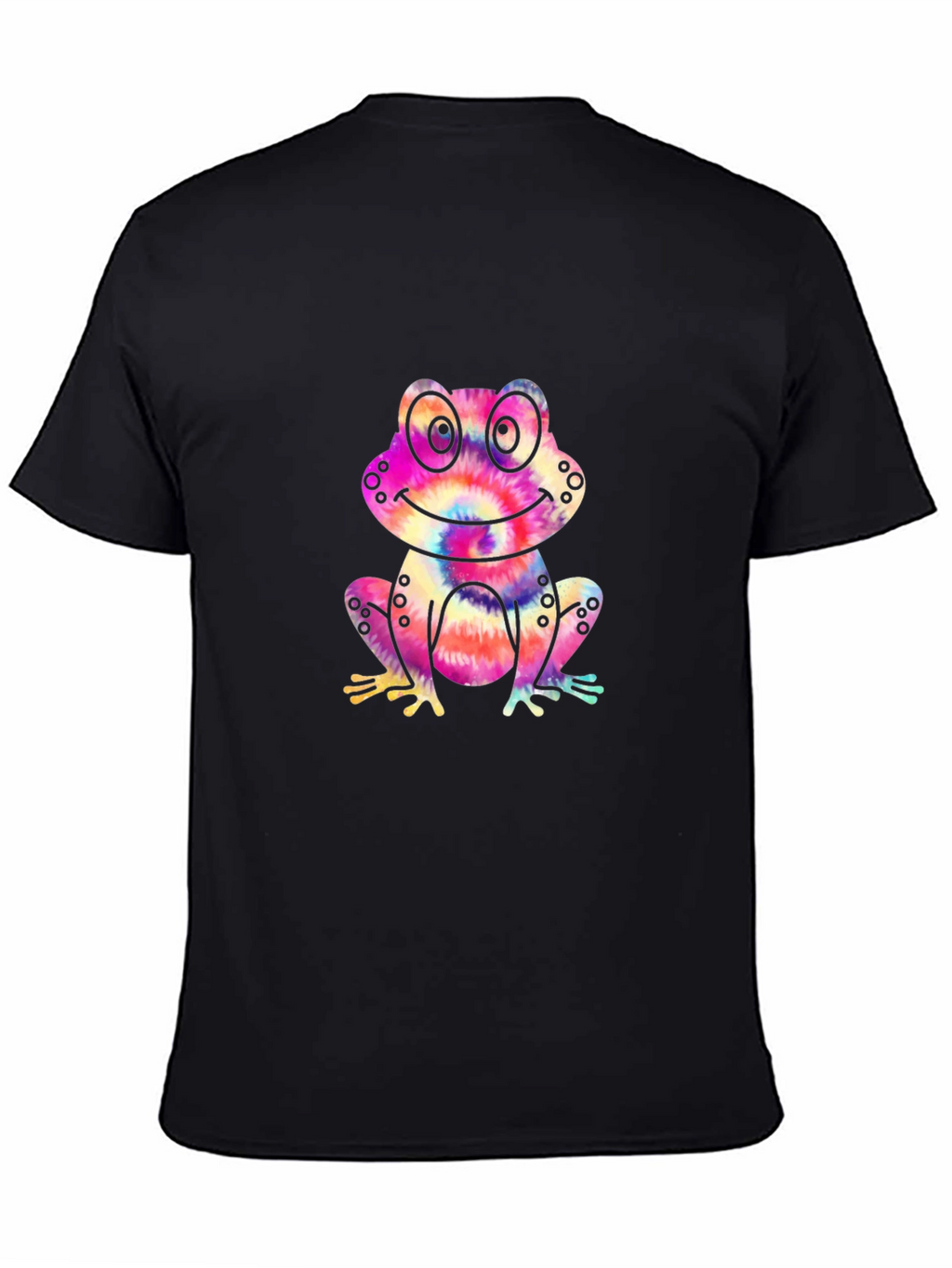 Tie-Dye Frog Graphic Black T-Shirt