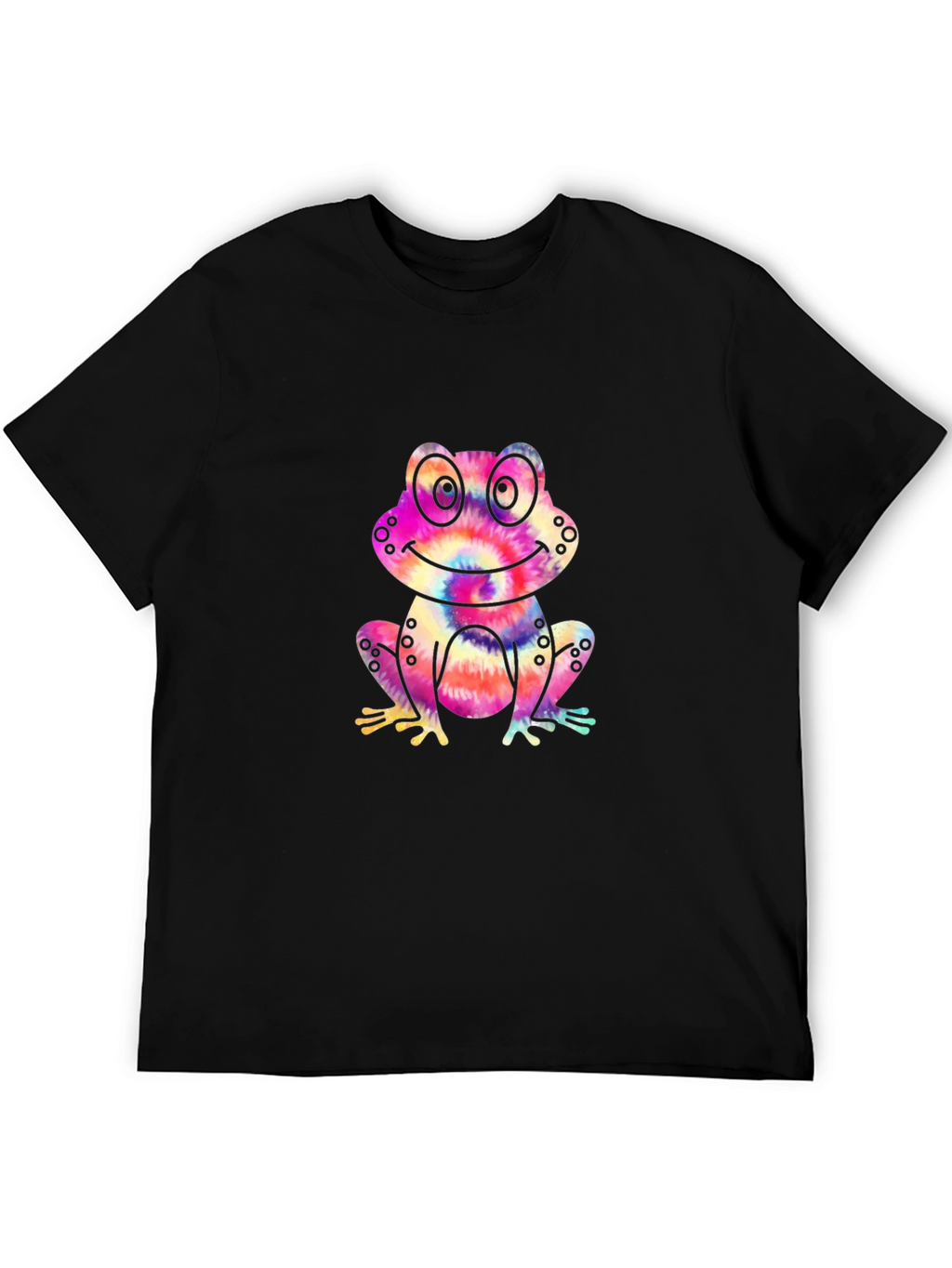 Tie-Dye Frog Graphic Black T-Shirt