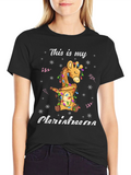 Dabbing Giraffe Christmas T-Shirt