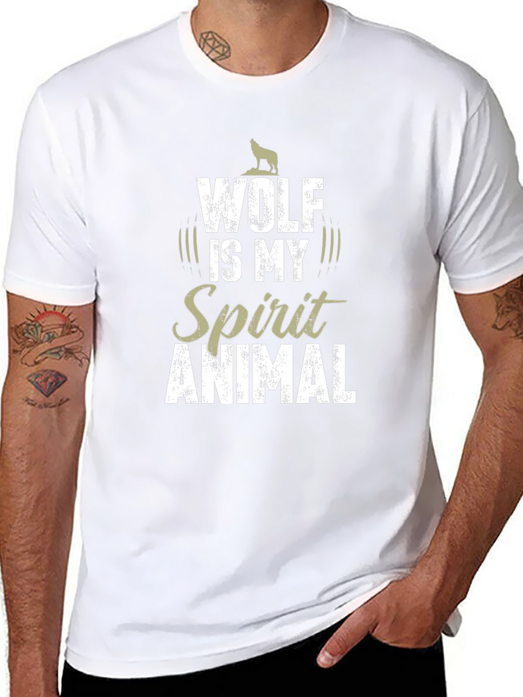 Wolf Spirit Animal Graphic T-Shirt - Black