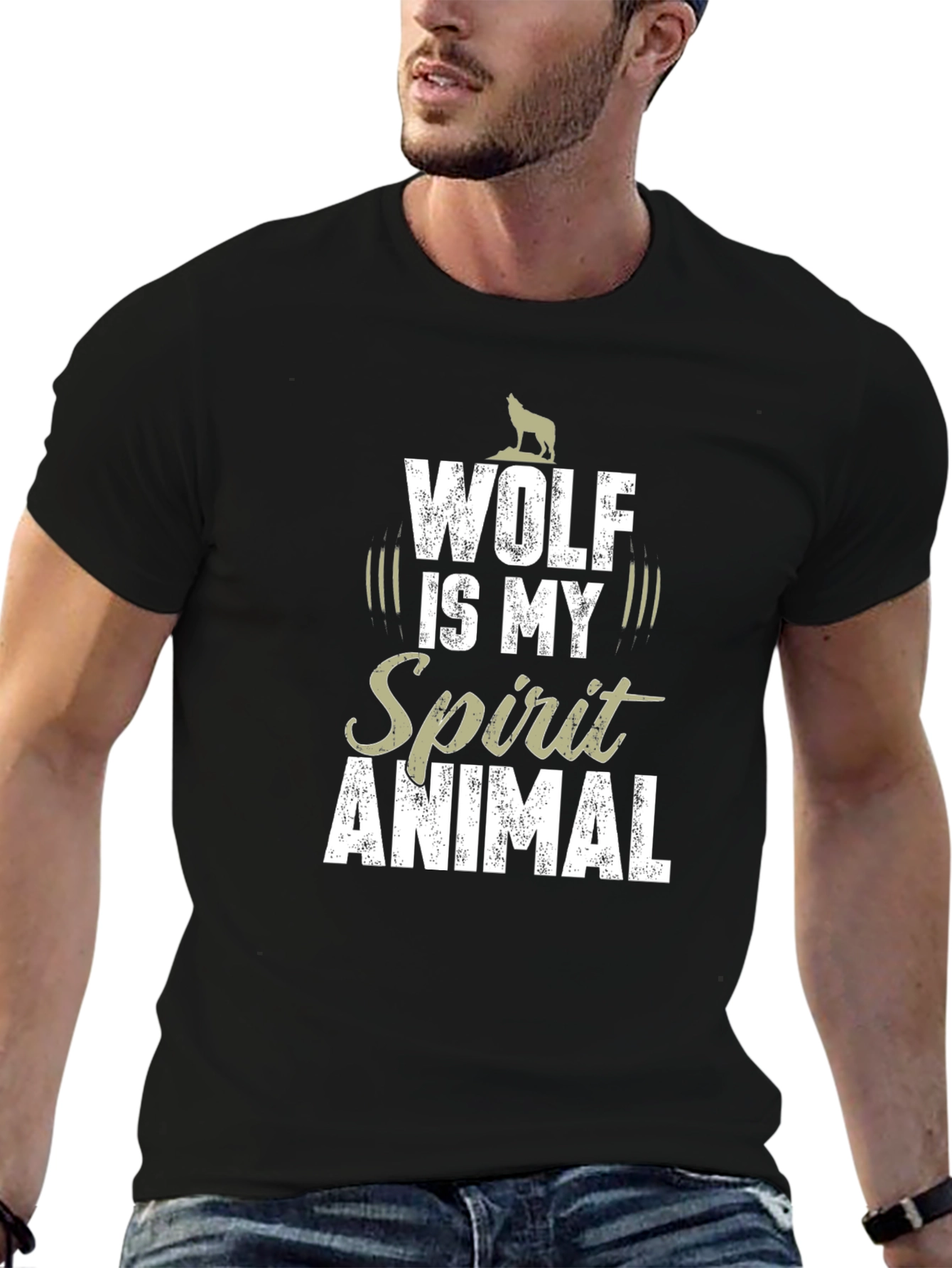 Wolf Spirit Animal Graphic T-Shirt - Black