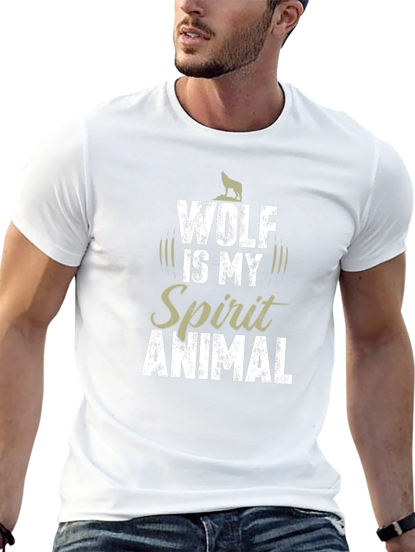 Wolf Spirit Animal Graphic T-Shirt - Black