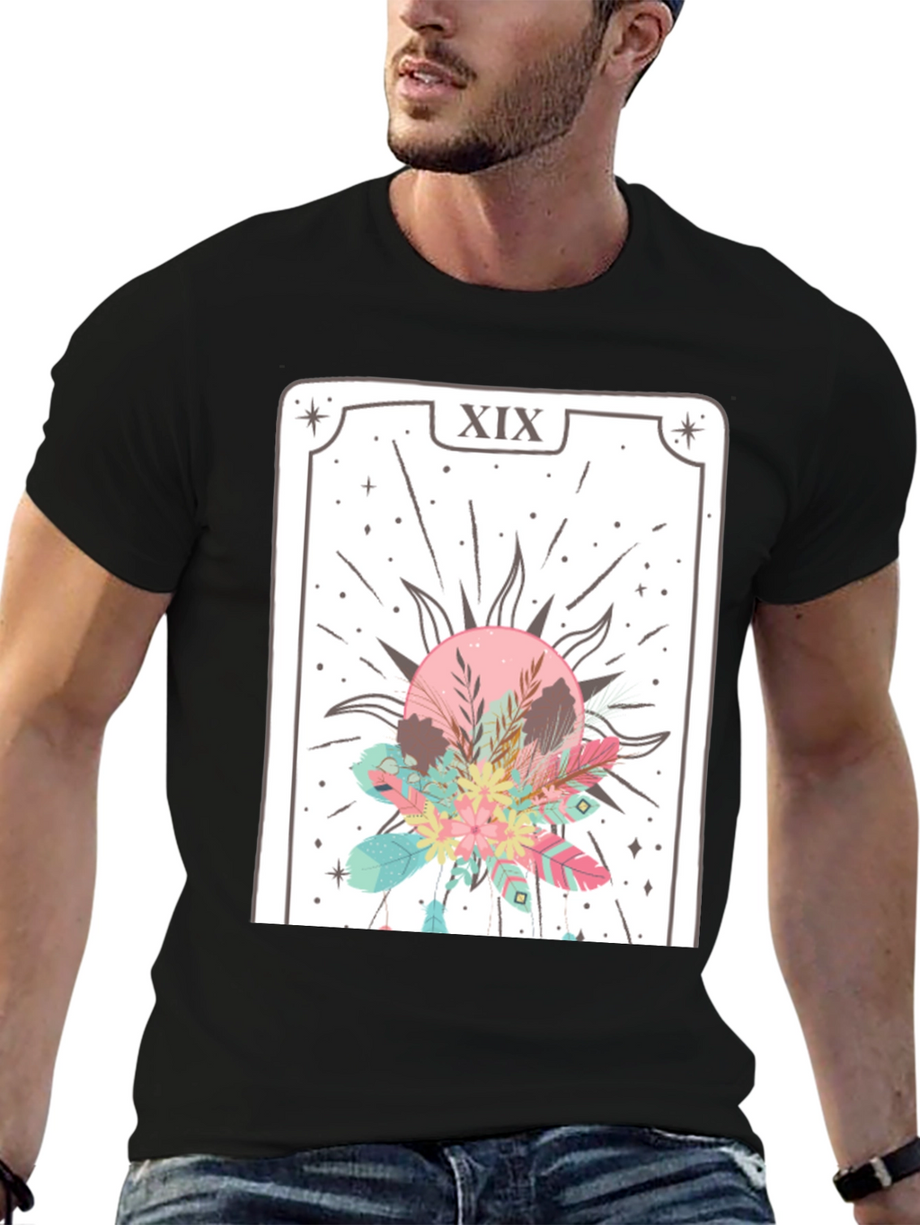 Tarot Card Graphic Tee - Unisex Black T-Shirt