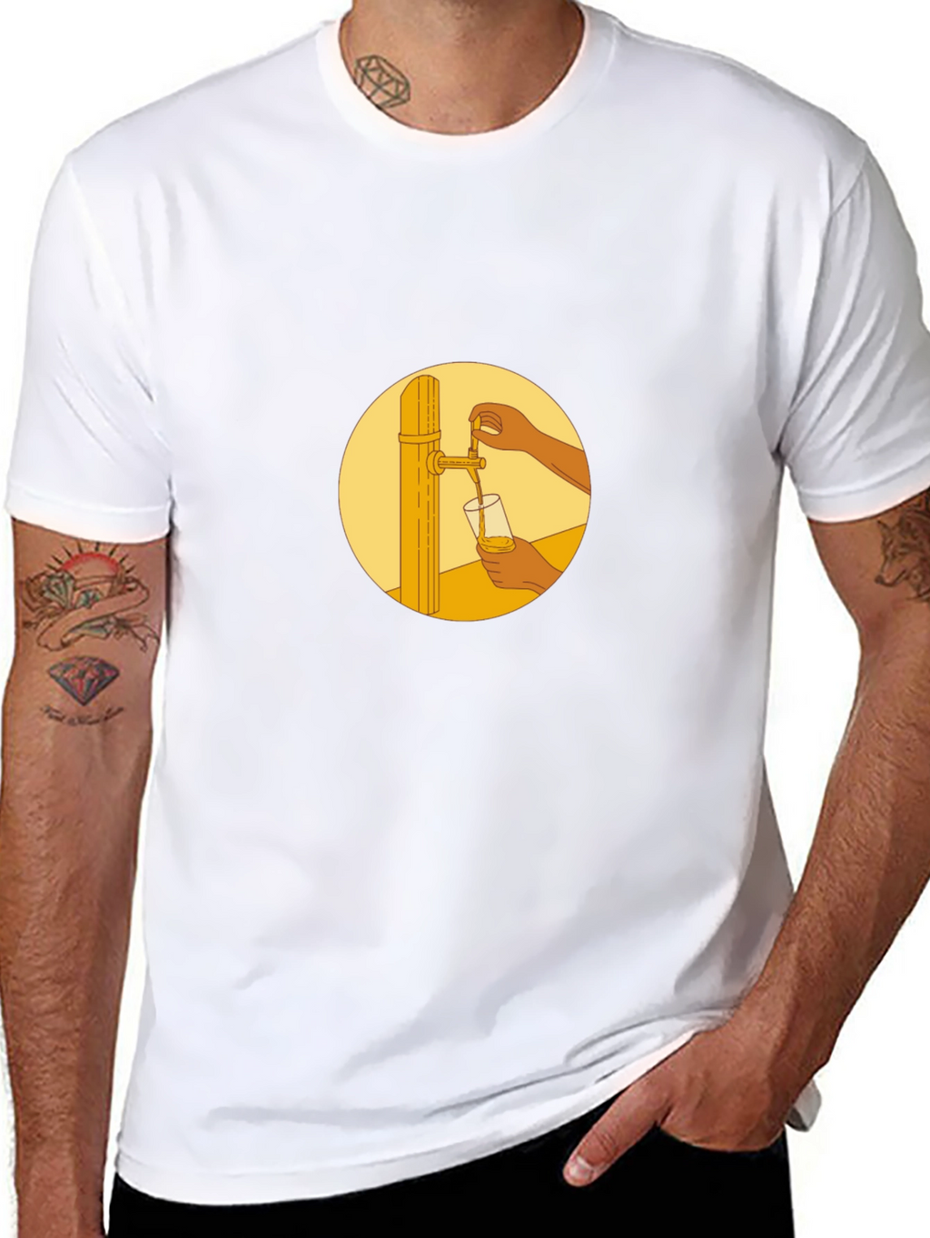 Black T-Shirt with Beer Tap Graphic