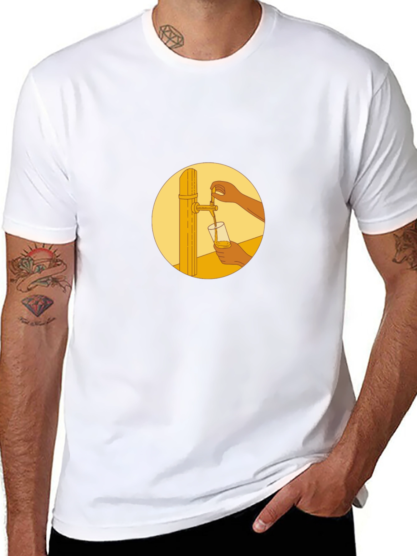 Black T-Shirt with Beer Tap Graphic