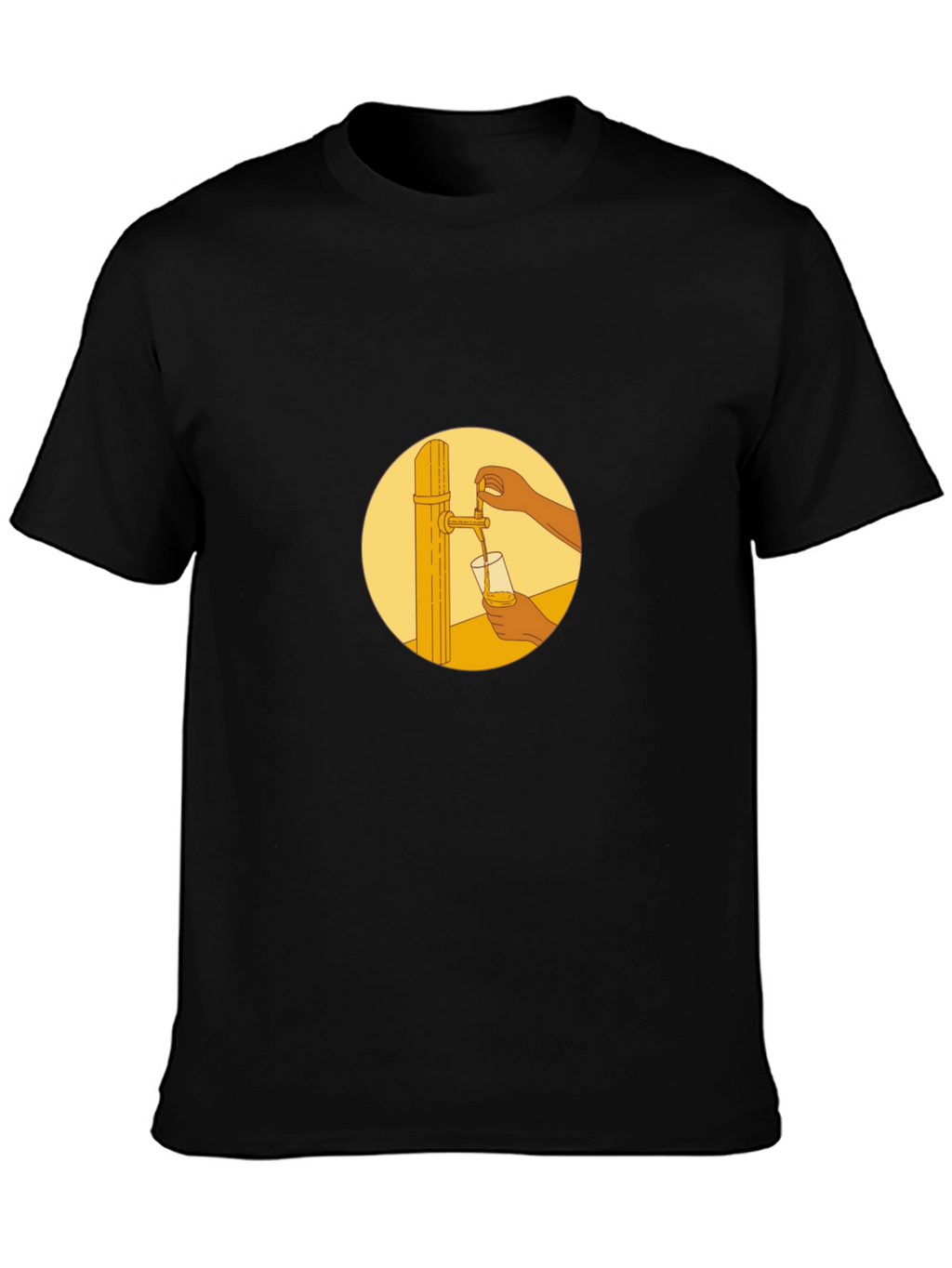 Black T-Shirt with Beer Tap Graphic