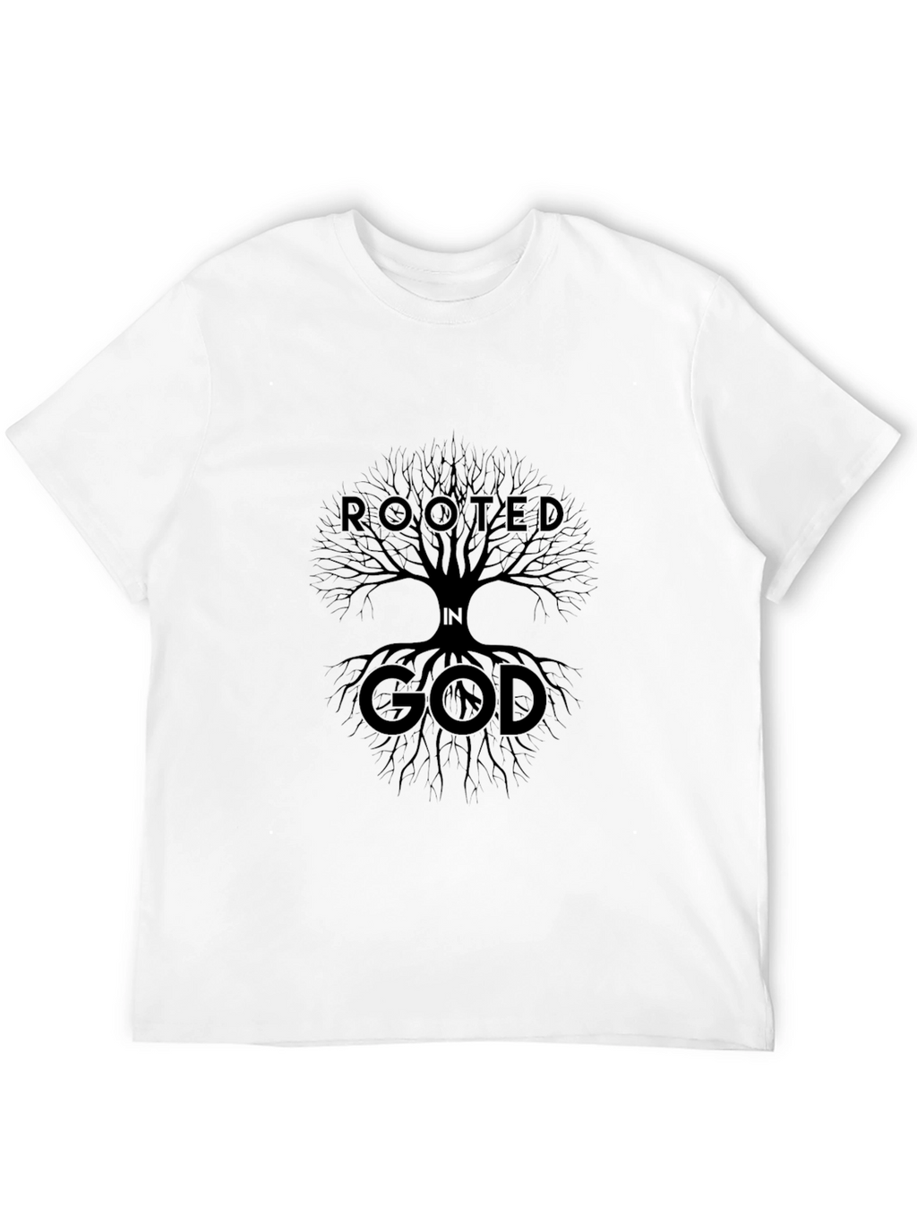 Rooted in God Tree Graphic Black Tee