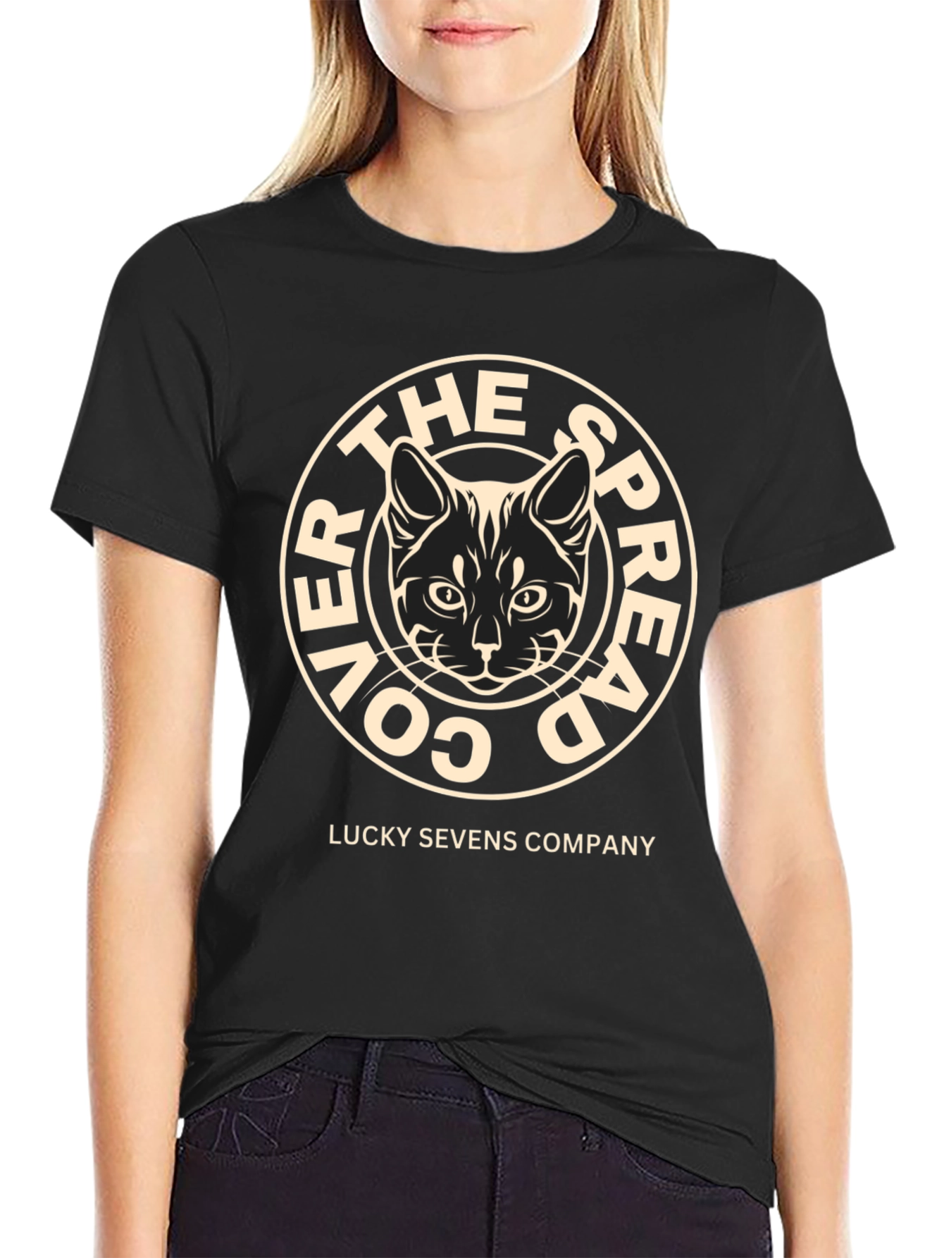 Cover The Spread Cat T-Shirt - Lucky Sevens Company