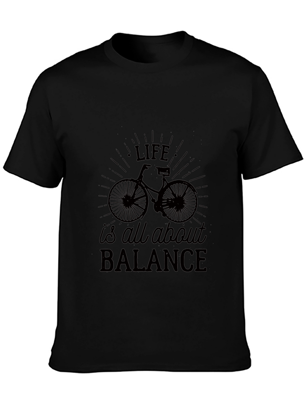 Life Balance Bicycle Graphic Tee - Black Casual T-Shirt