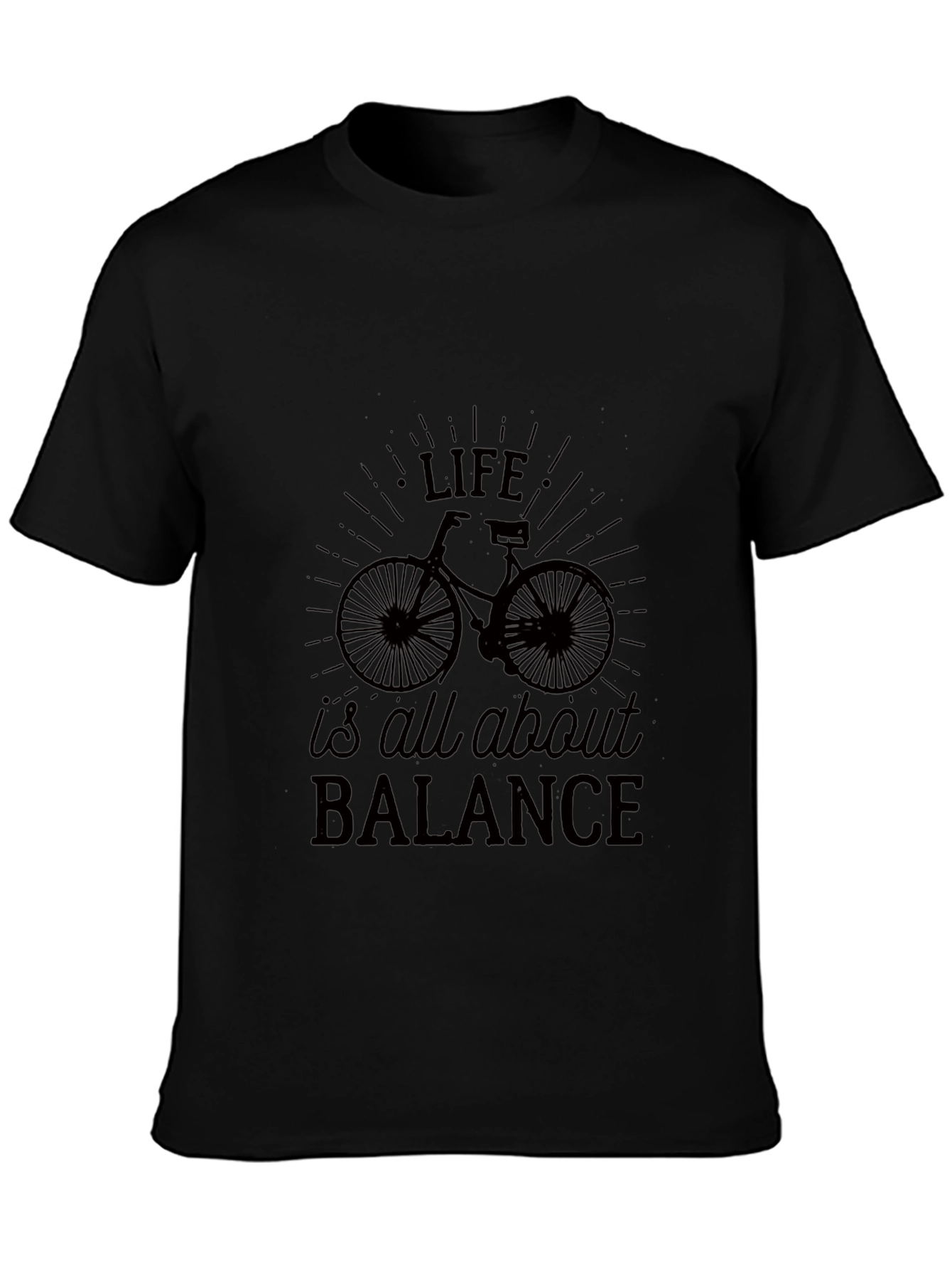 Life Balance Bicycle Graphic Tee - Black Casual T-Shirt
