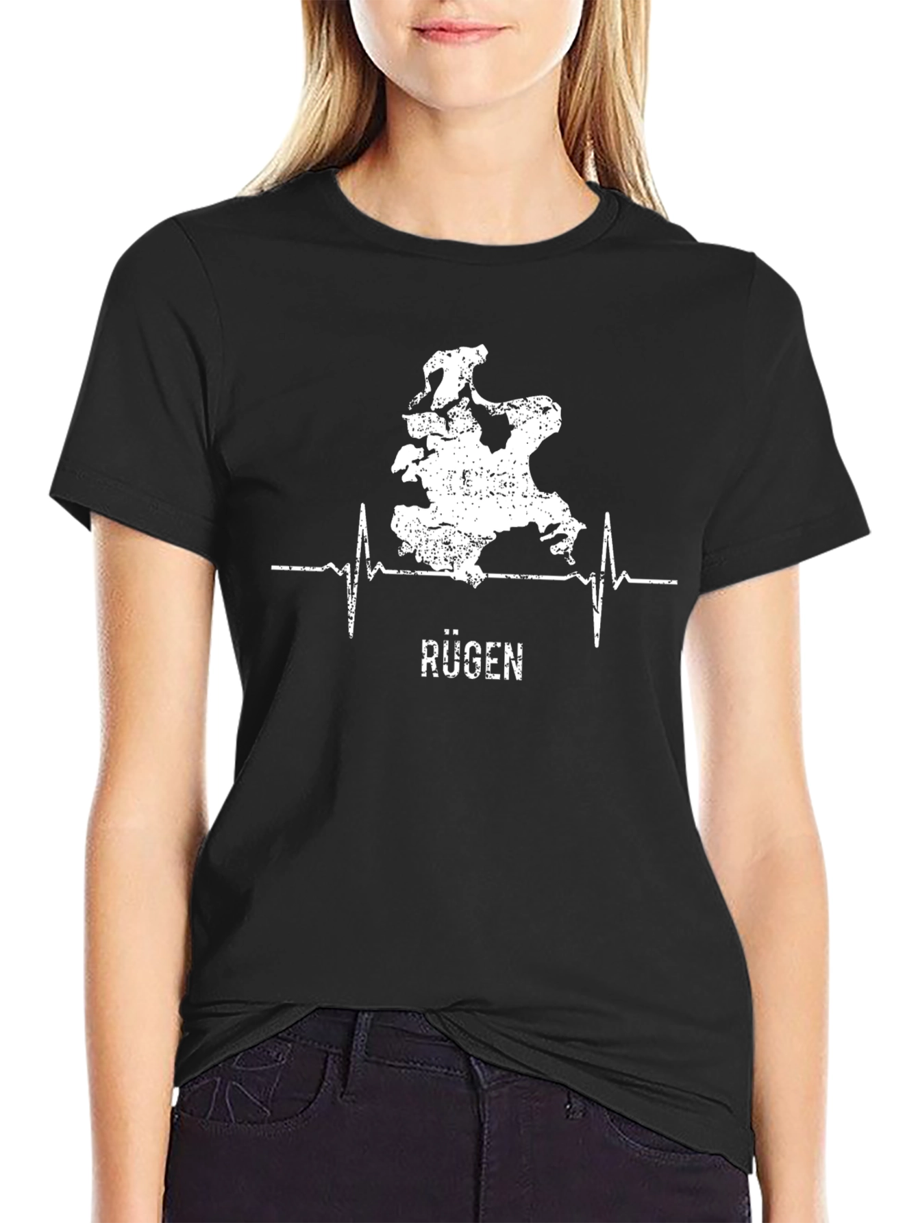 Rügen Heartbeat Black T-Shirt