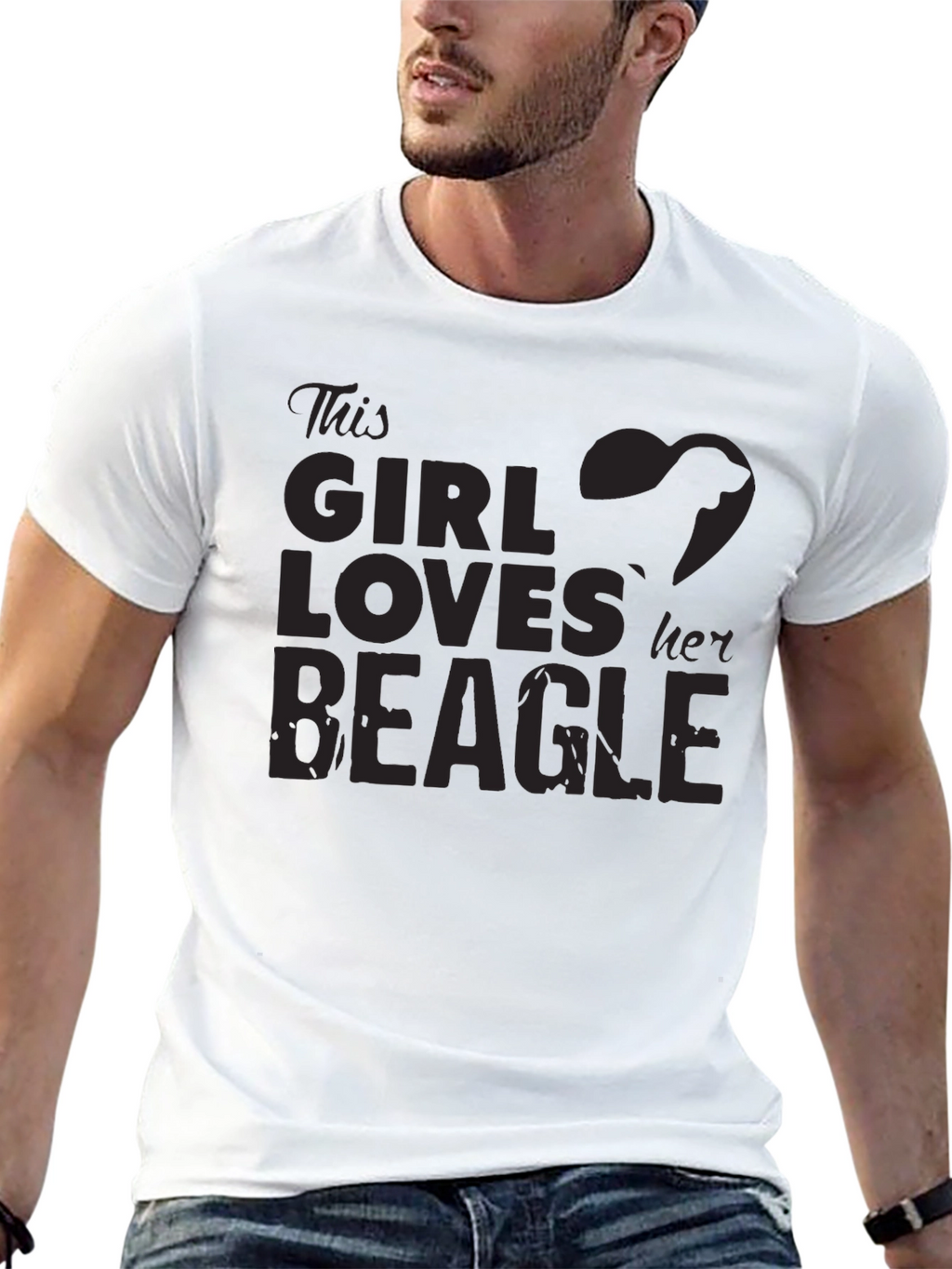 Girl Loves Beagle T-Shirt - Black Dog Lover Tee