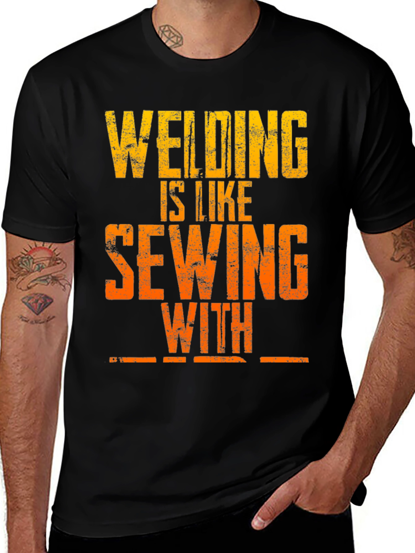 Welding is Like Sewing T-Shirt - Funny Welder Tee