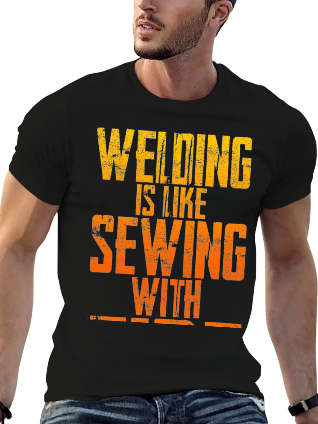 Welding is Like Sewing T-Shirt - Funny Welder Tee