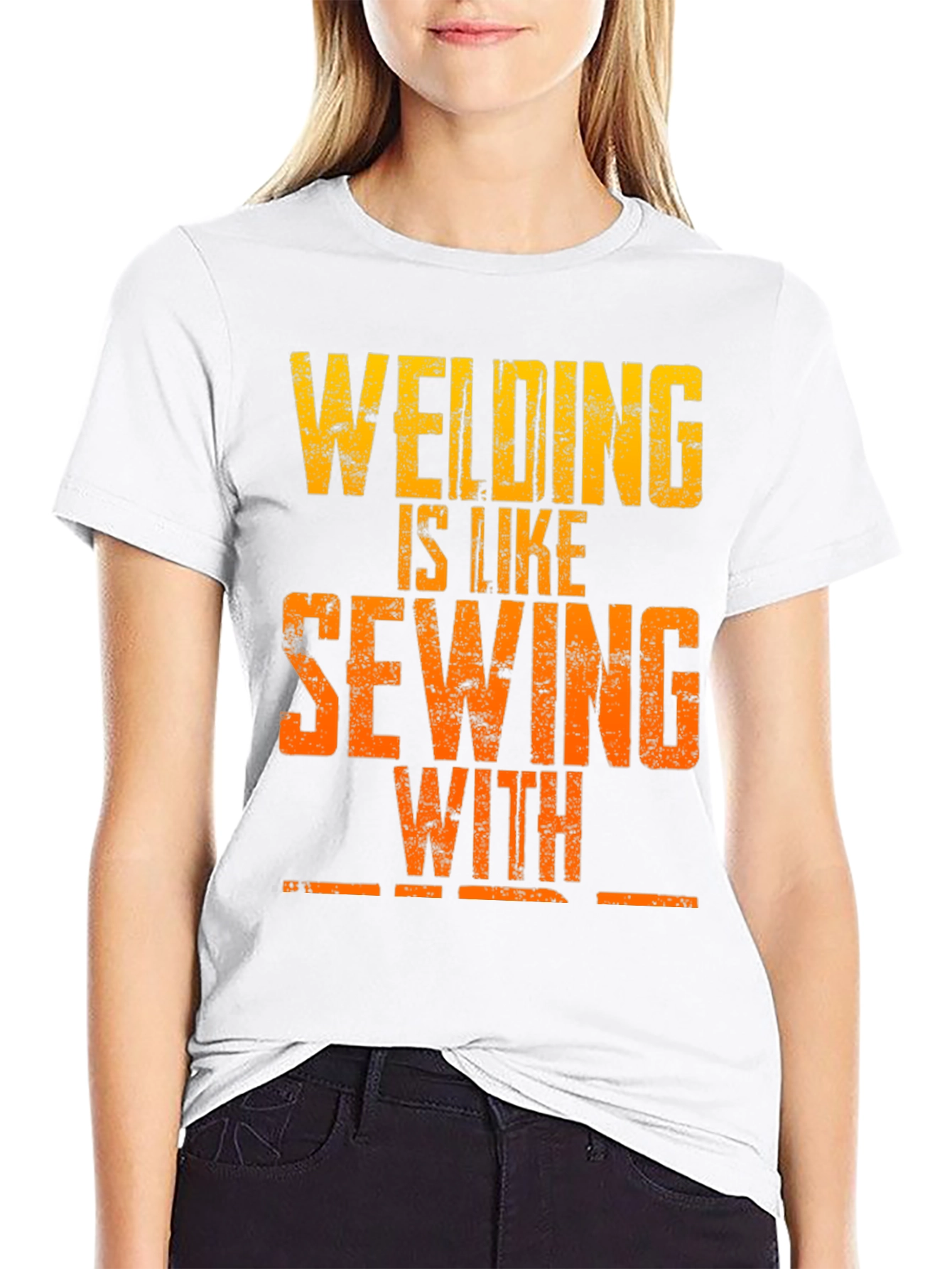Welding is Like Sewing T-Shirt - Funny Welder Tee