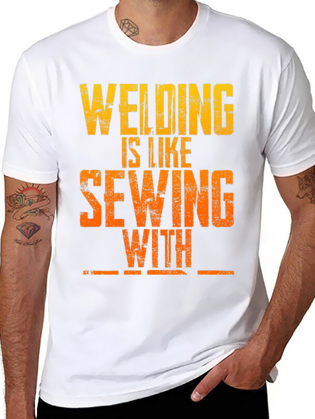 Welding is Like Sewing T-Shirt - Funny Welder Tee