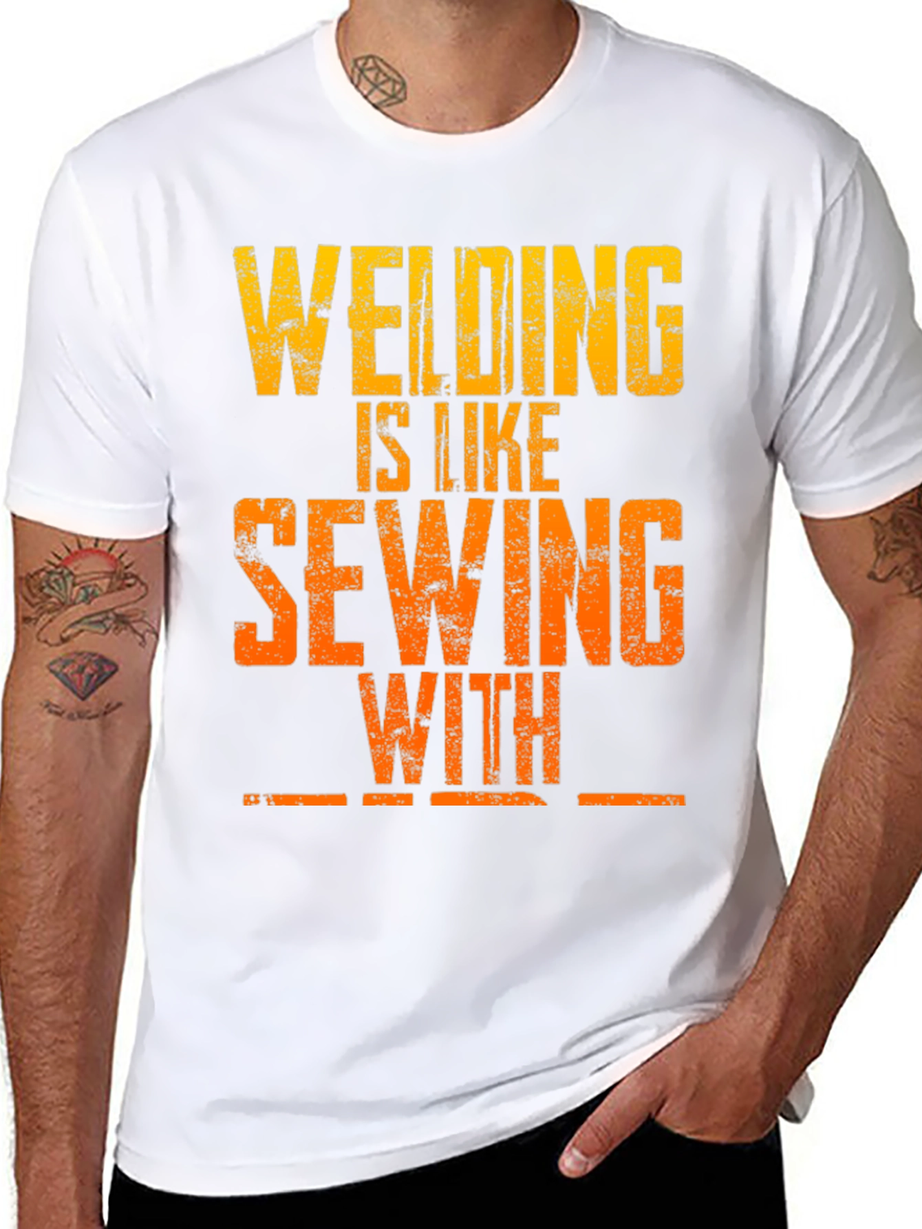 Welding is Like Sewing T-Shirt - Funny Welder Tee