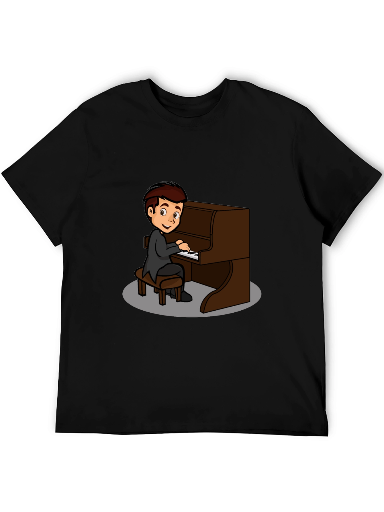 Piano Player Graphic Tee - Black Cotton T-Shirt