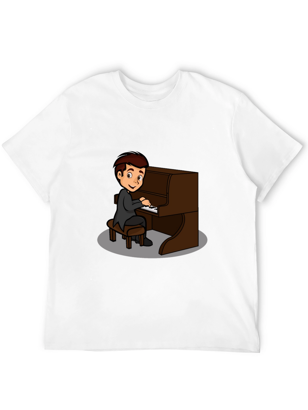 Piano Player Graphic Tee - Black Cotton T-Shirt