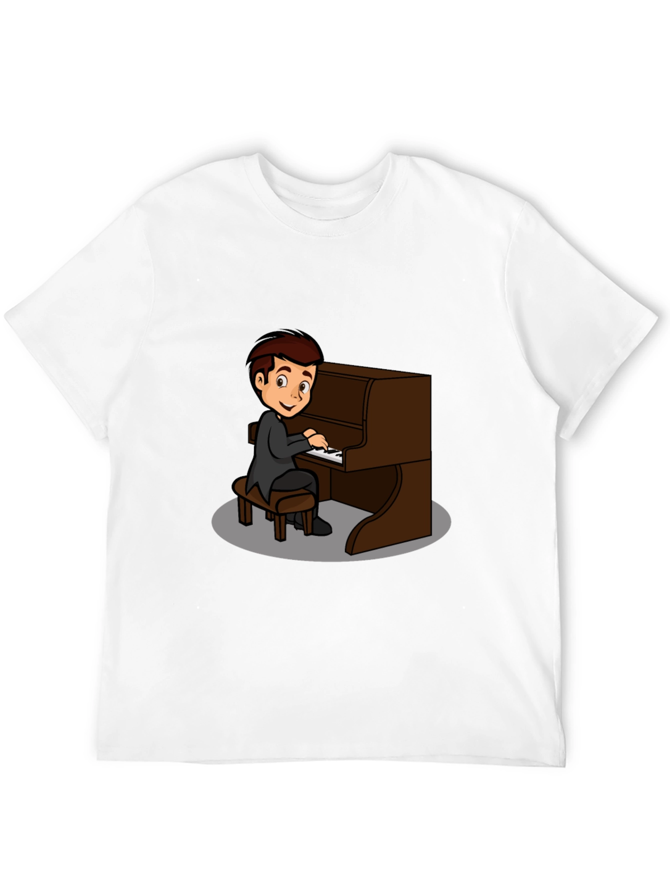 Piano Player Graphic Tee - Black Cotton T-Shirt