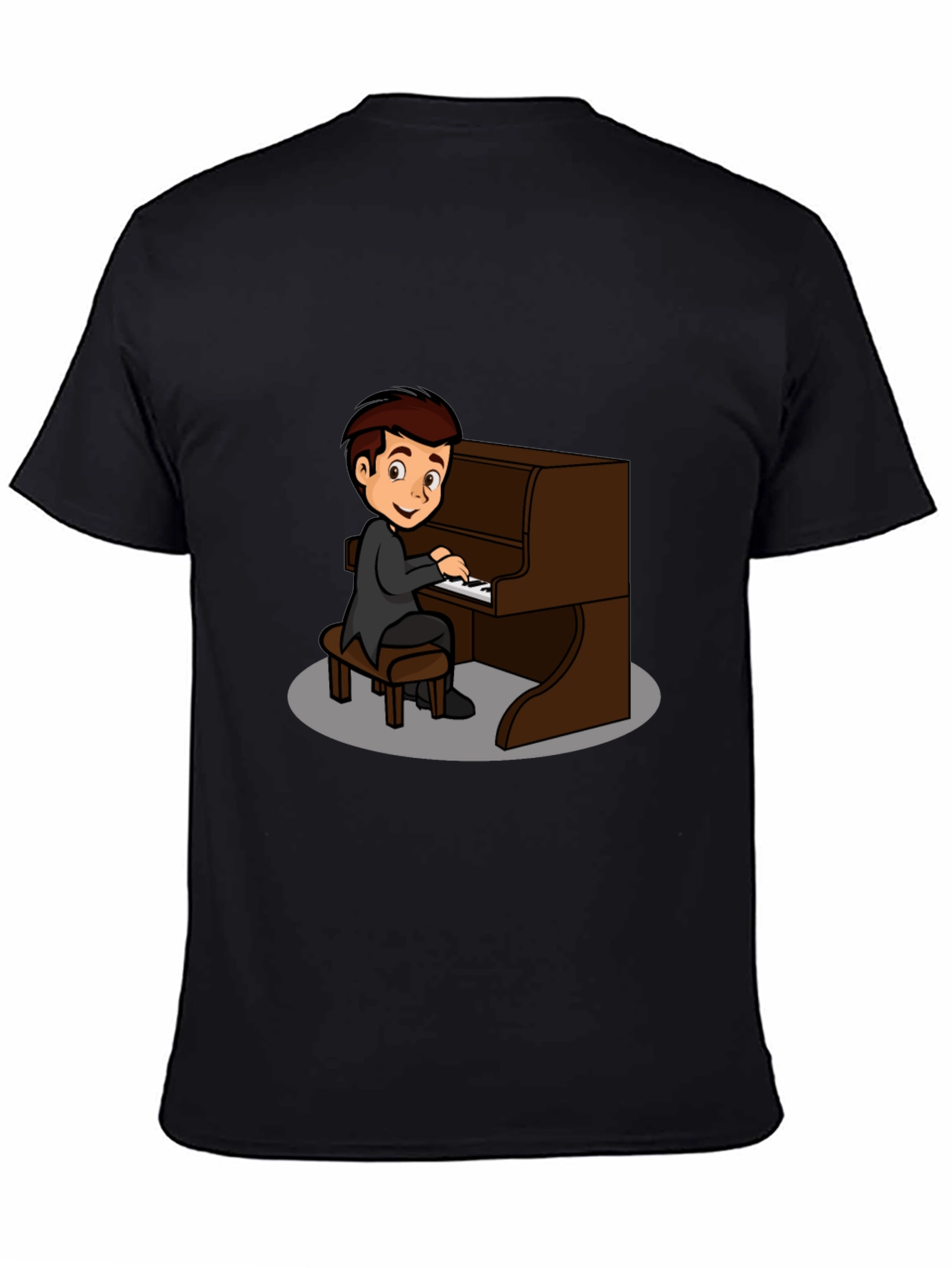 Piano Player Graphic Tee - Black Cotton T-Shirt