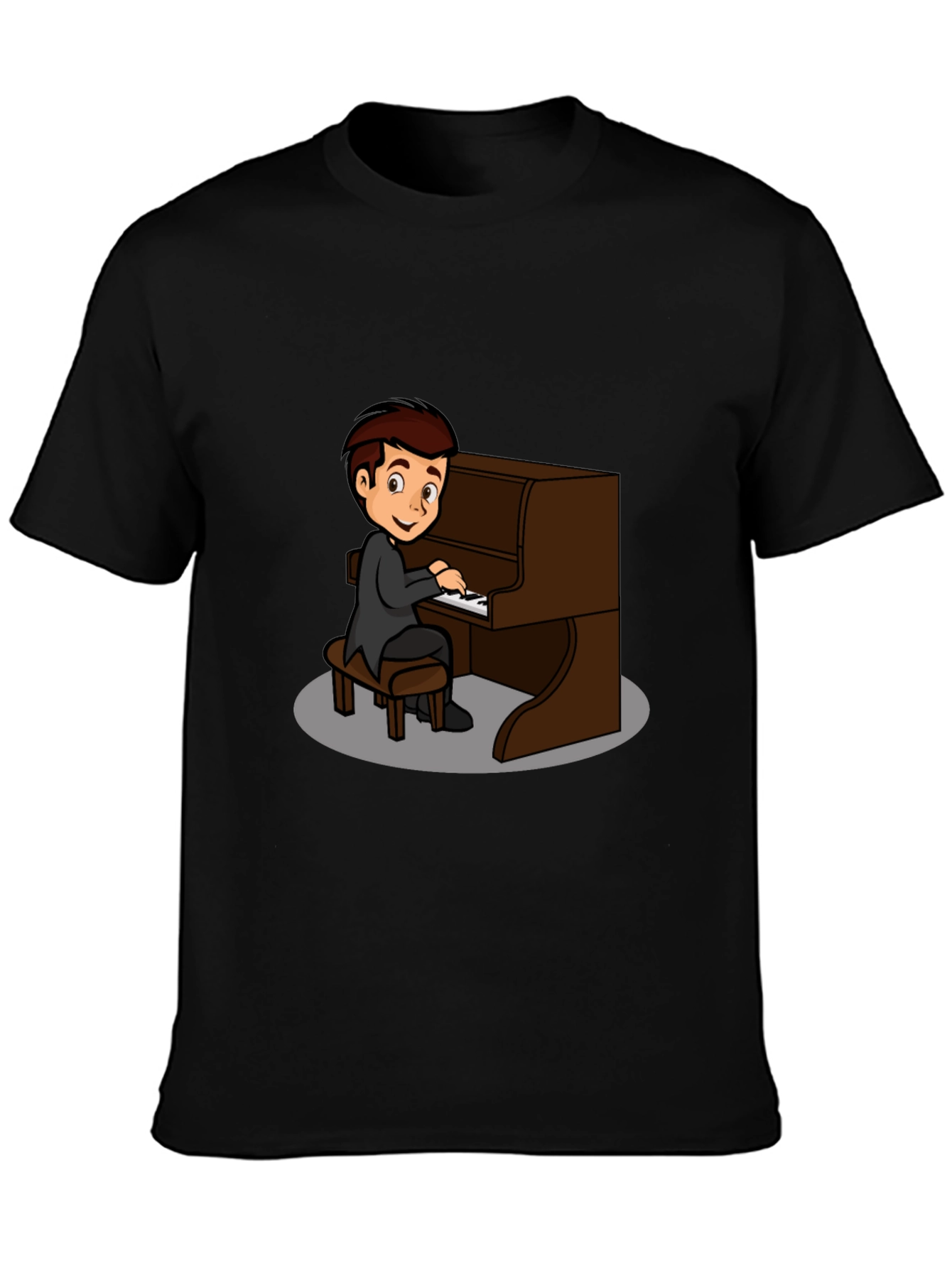 Piano Player Graphic Tee - Black Cotton T-Shirt