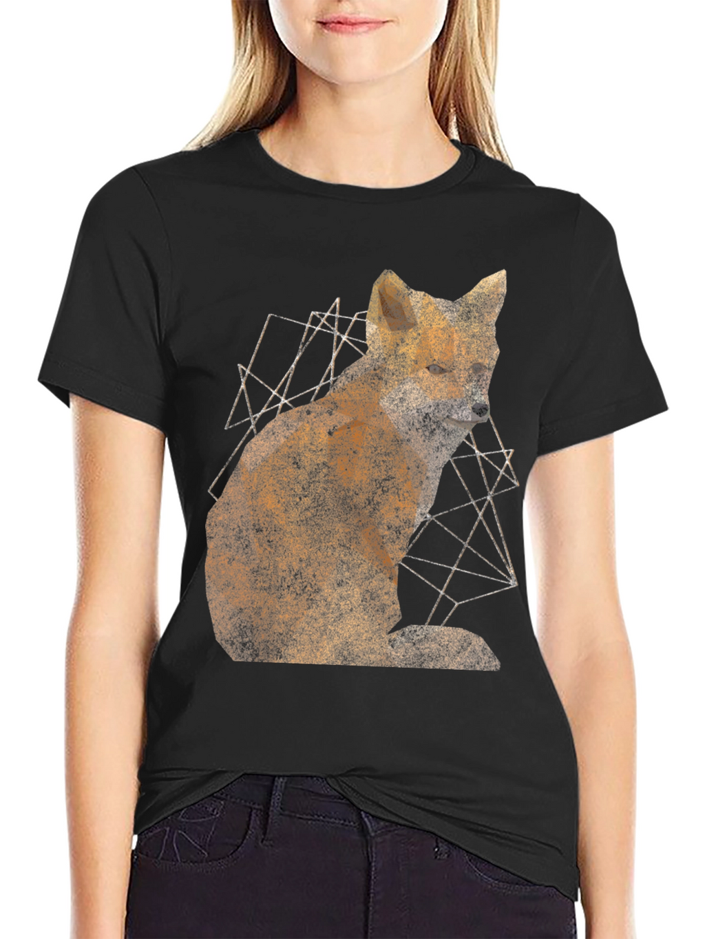 Geometric Fox Graphic Print Mens T-Shirt