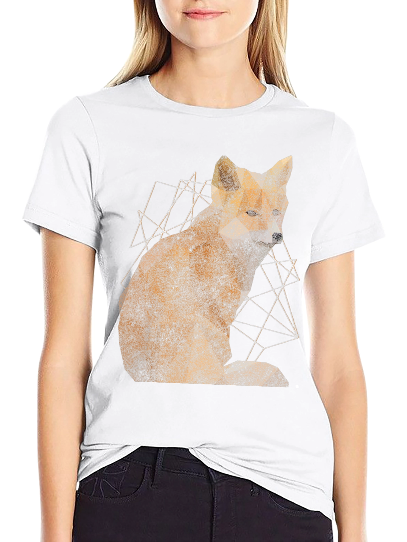 Geometric Fox Graphic Print Mens T-Shirt