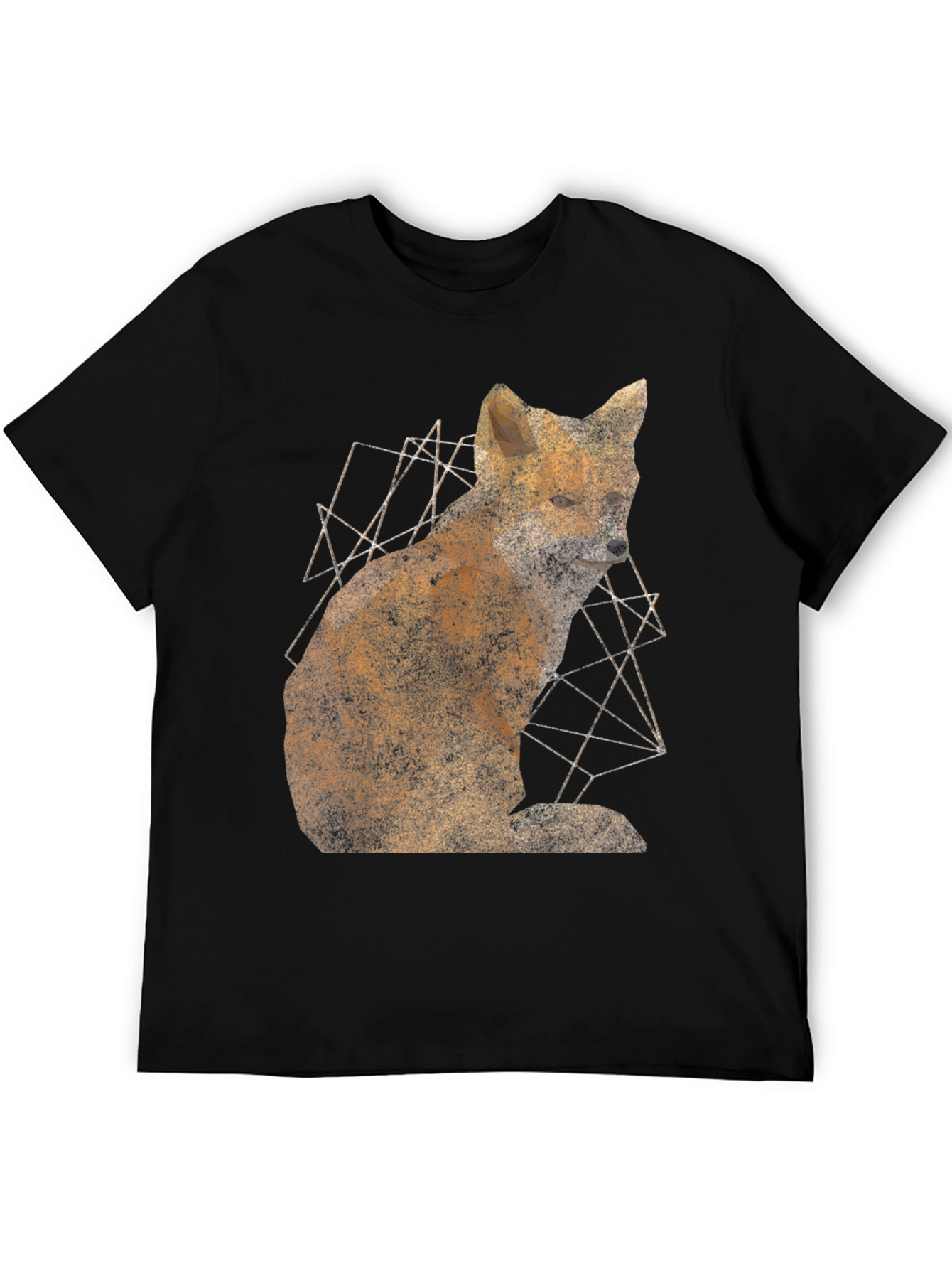 Geometric Fox Graphic Print Mens T-Shirt