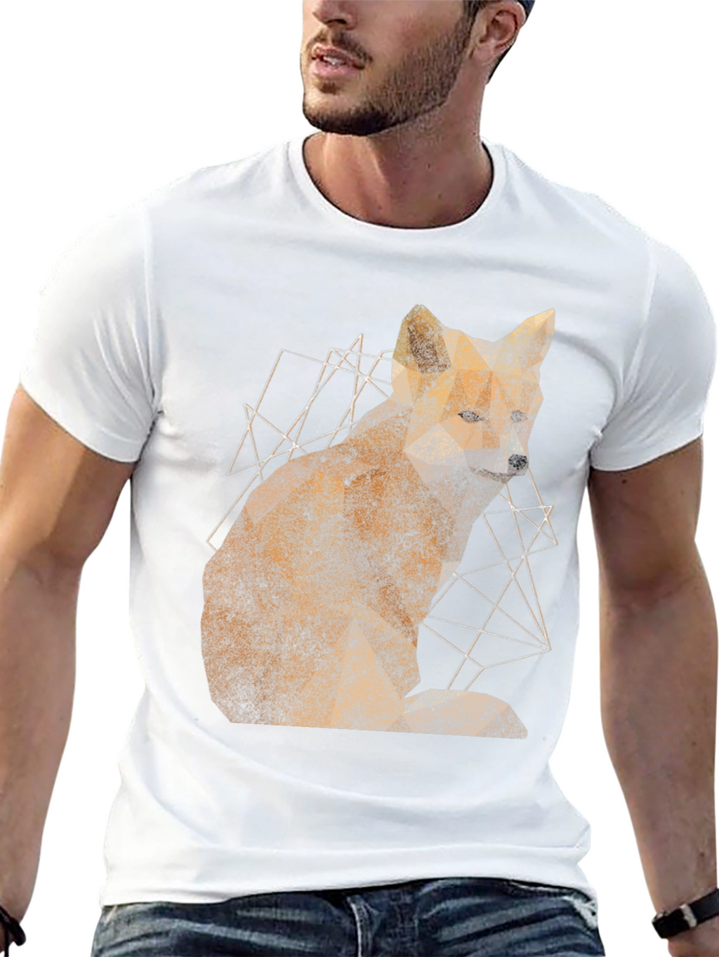 Geometric Fox Graphic Print Mens T-Shirt