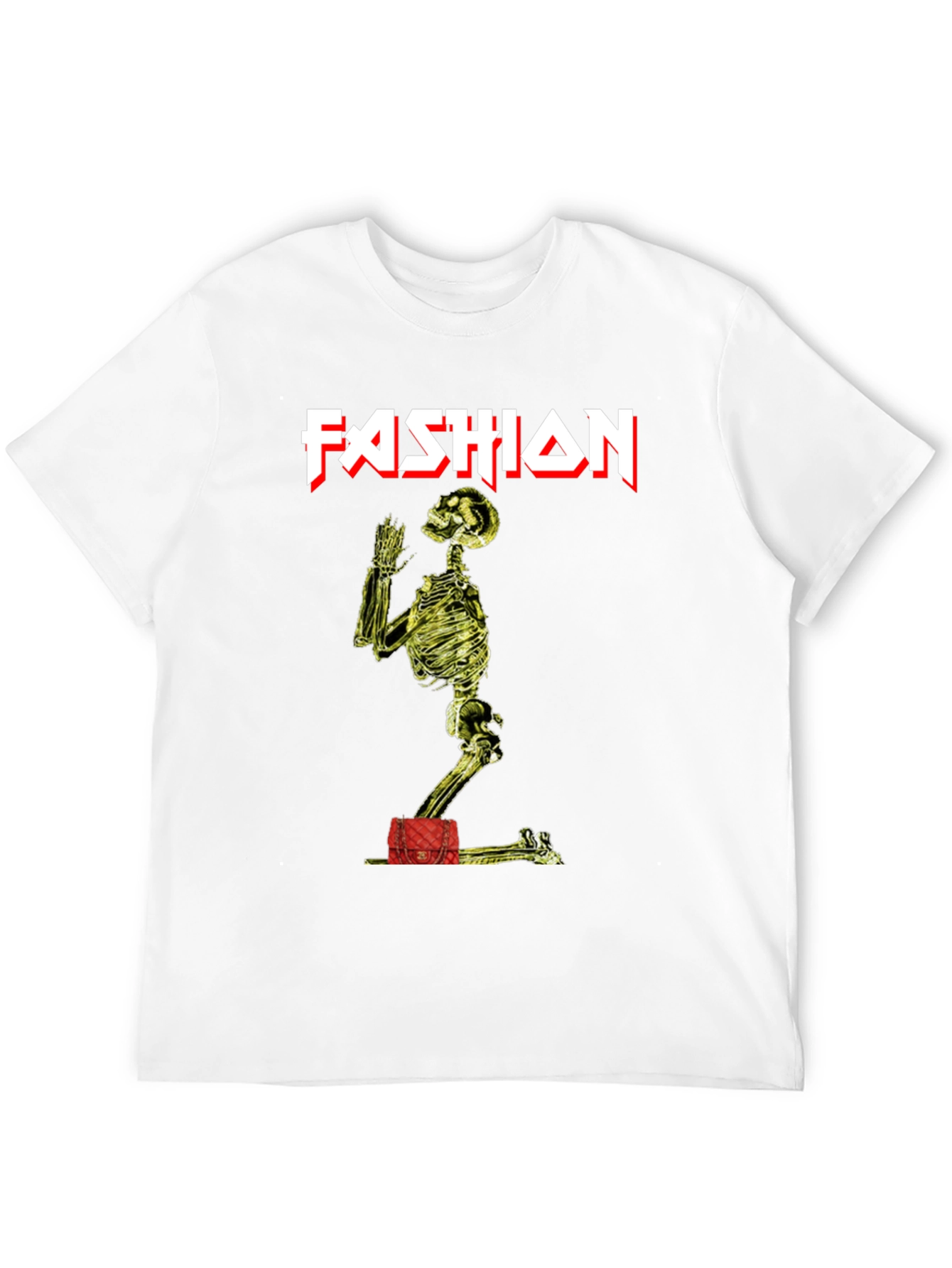 Fashion Skeleton Graphic Tee - Black Crew Neck Shirt