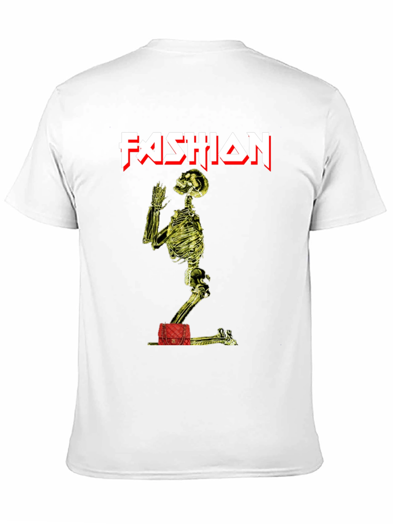 Fashion Skeleton Graphic Tee - Black Crew Neck Shirt