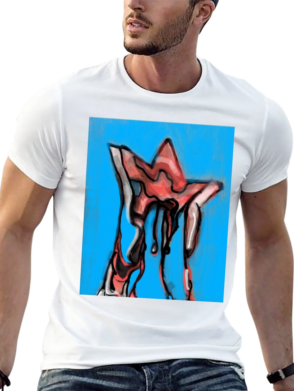 Dripping Star Graphic Tee - Unique Artistic Design