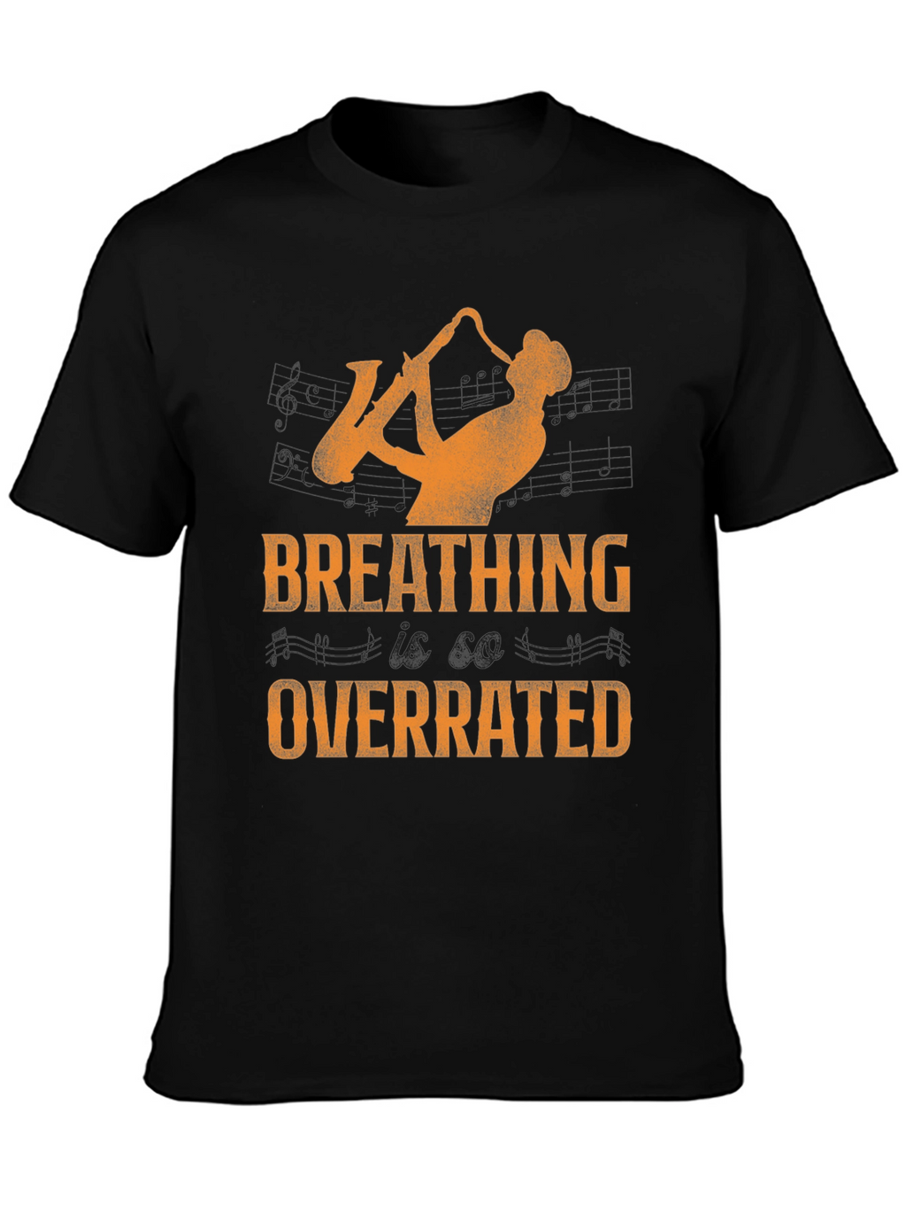 Saxophone Player Graphic Tee - Breathing Overrated T-Shirt