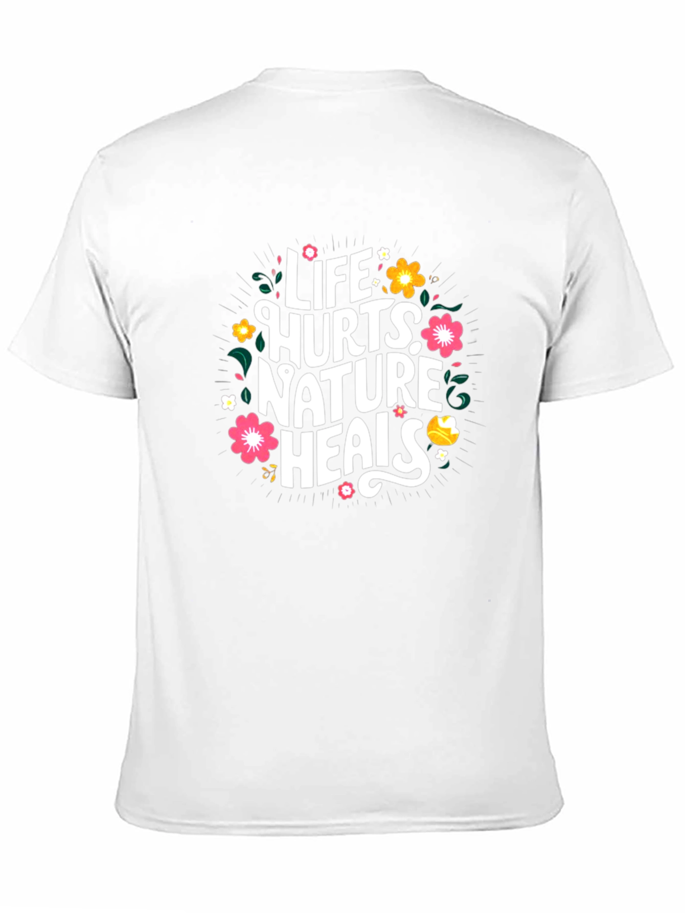 Life Hurts Nature Heals Black Graphic Tee