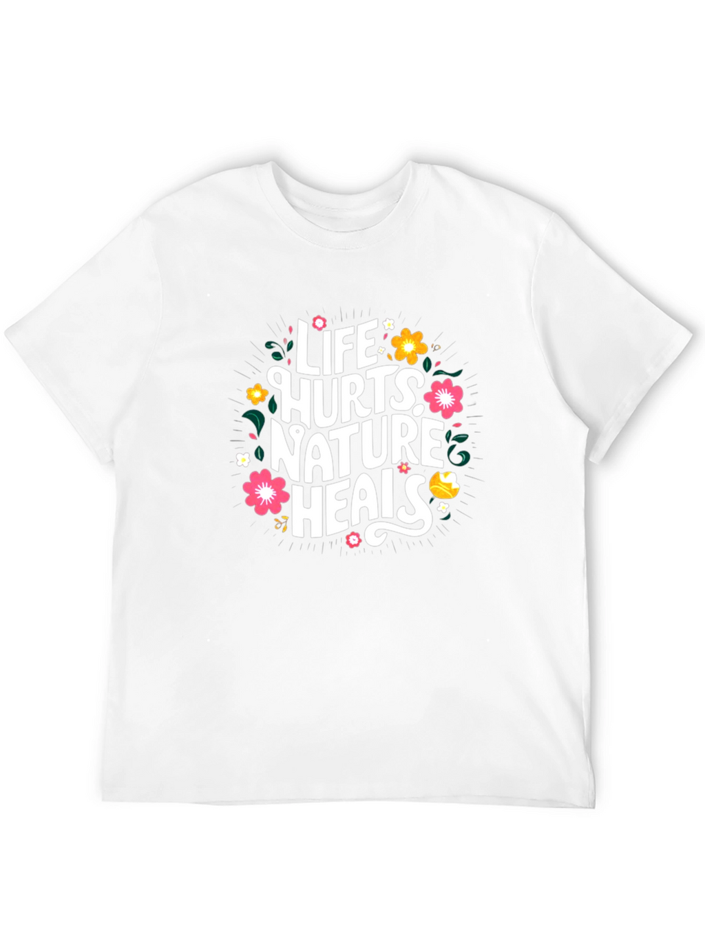 Life Hurts Nature Heals Black Graphic Tee